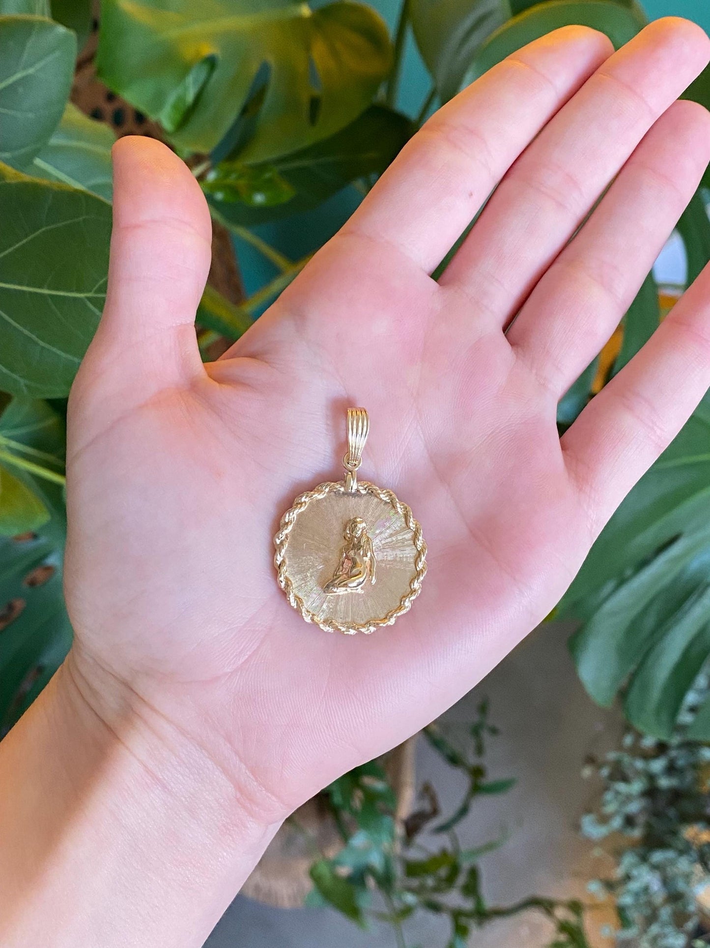 Vintage Solid 14k Yellow Gold Lady Charm