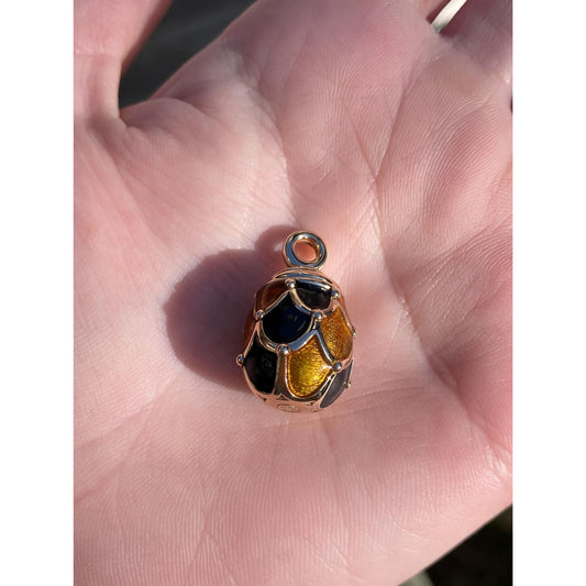 Vintage 18k Yellow Gold Black & Yellow Enamel Egg Charm