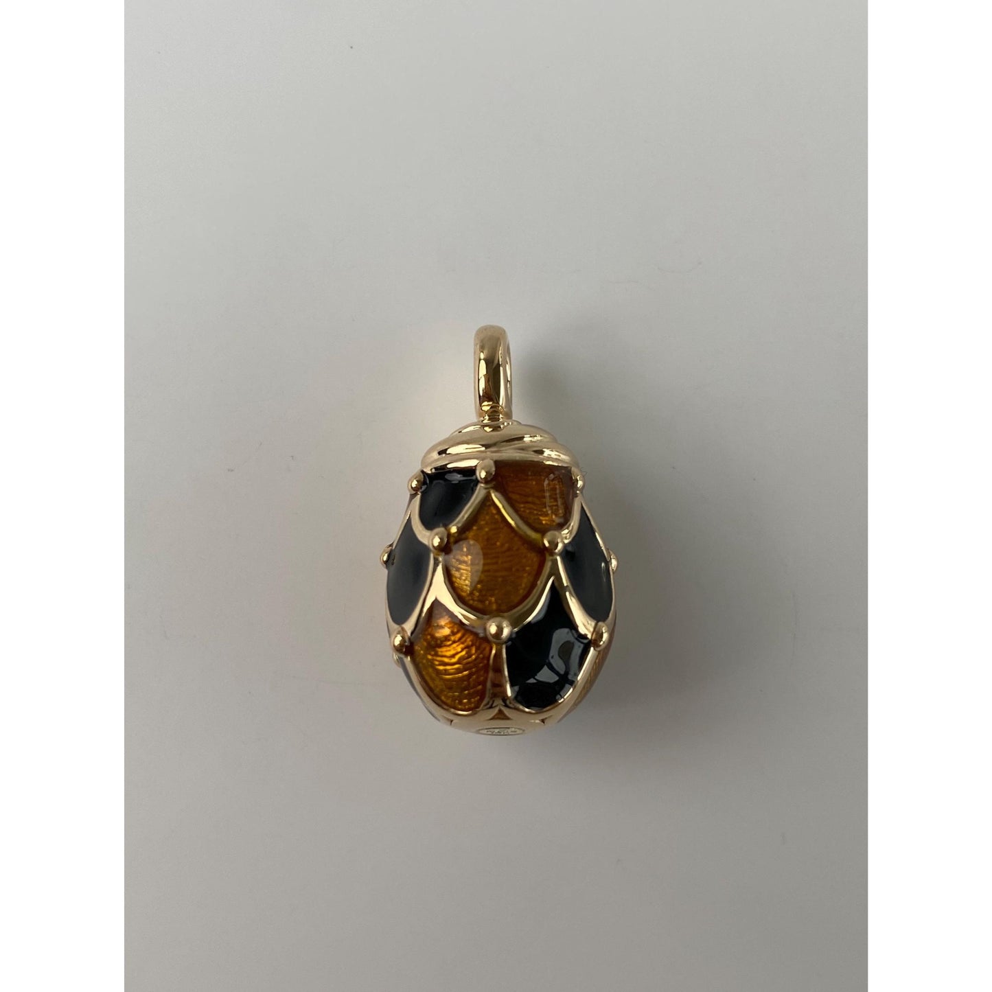 Vintage 18k Yellow Gold Black & Yellow Enamel Egg Charm