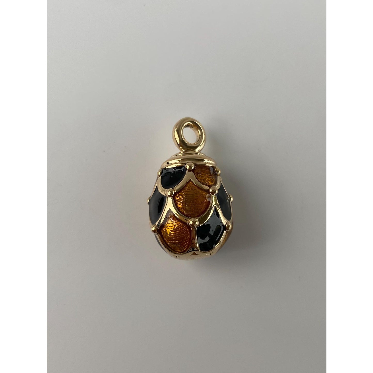 Vintage 18k Yellow Gold Black & Yellow Enamel Egg Charm