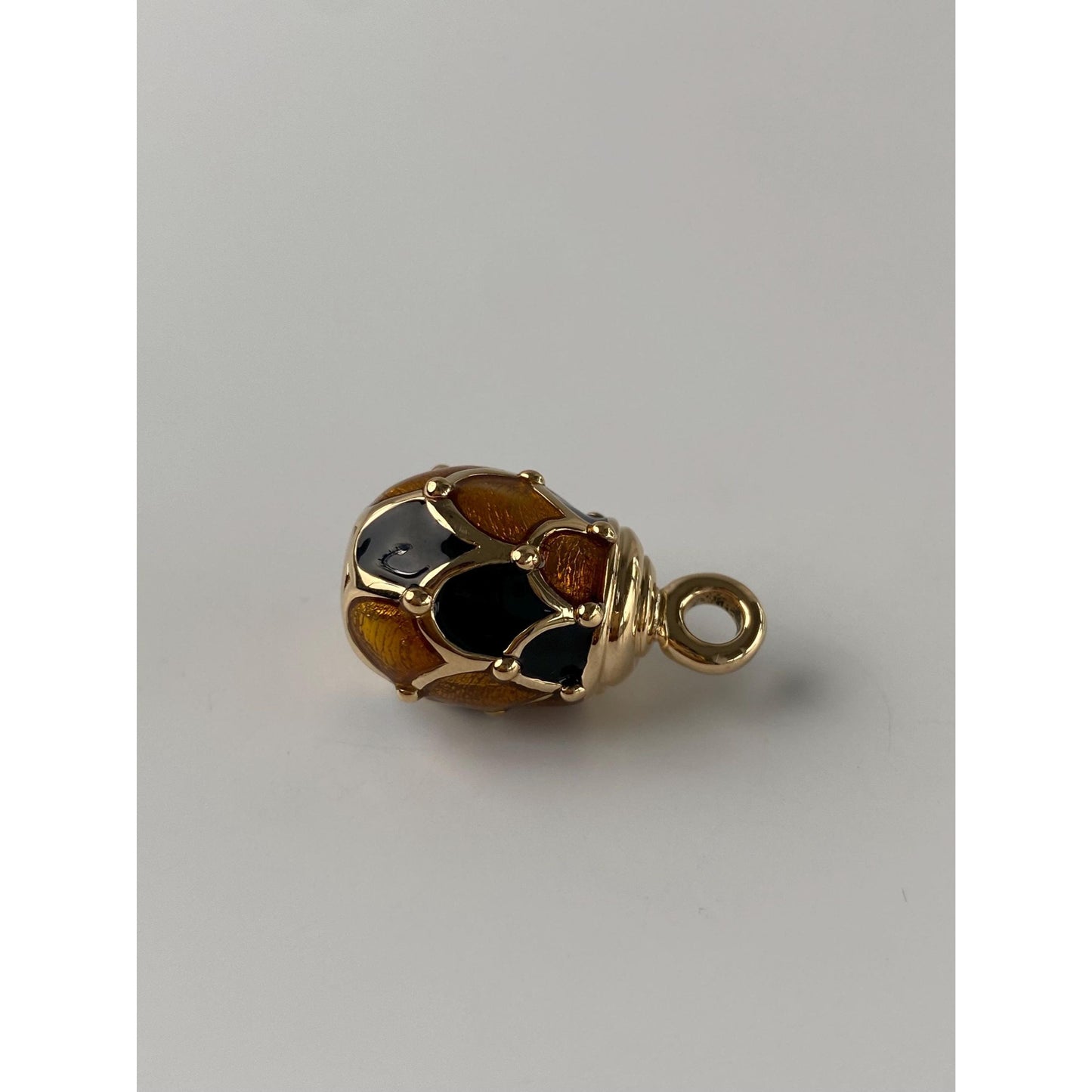 Vintage 18k Yellow Gold Black & Yellow Enamel Egg Charm