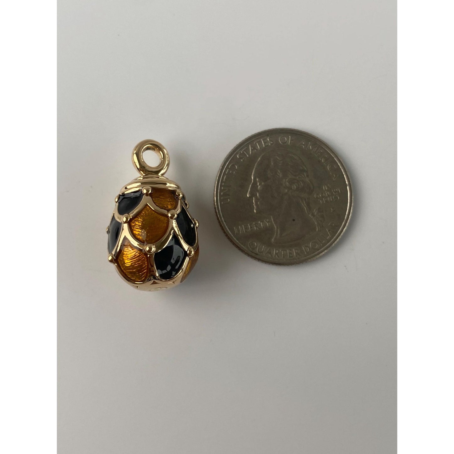 Vintage 18k Yellow Gold Black & Yellow Enamel Egg Charm