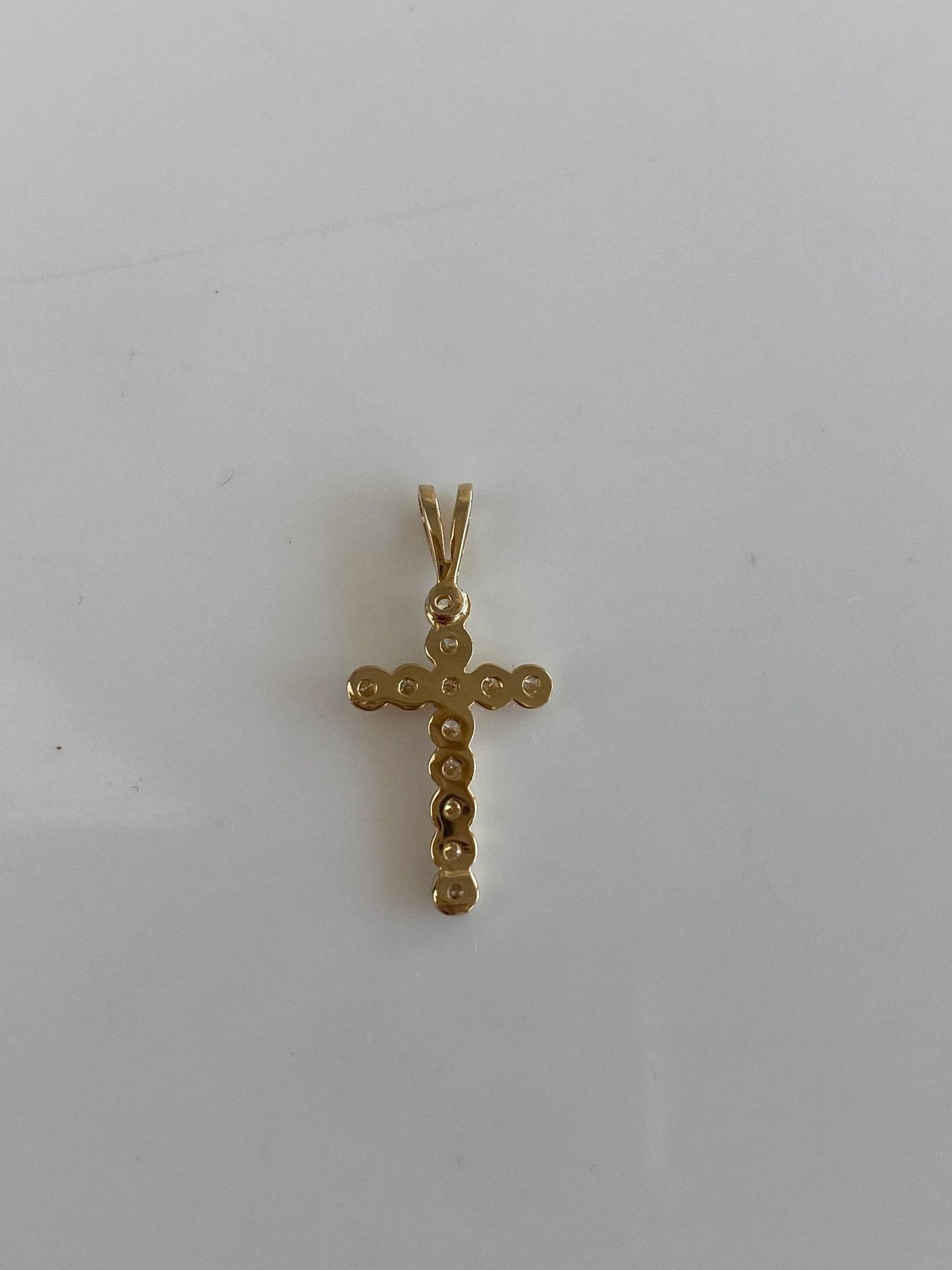 Vintage Solid 14k Yellow Gold Diamond Cross Charm