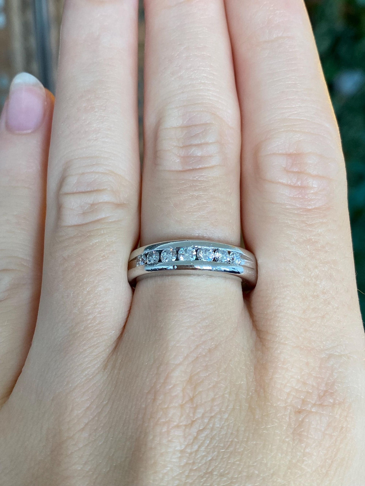 Vintage Solid Platinum Diamonds Ring Band - Size 9.5