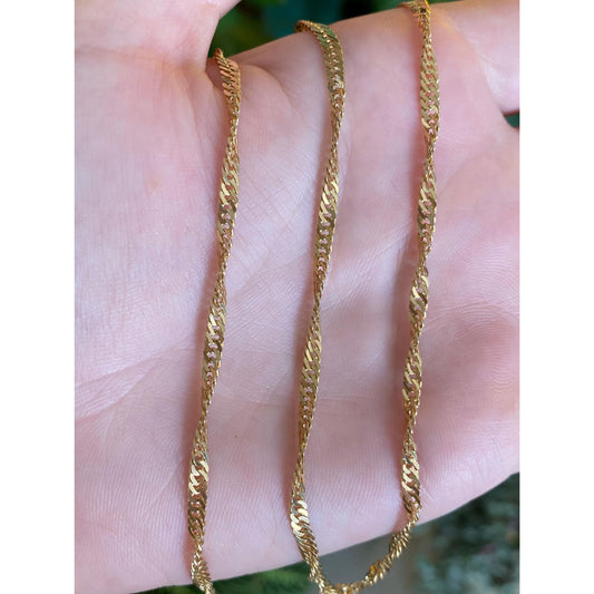 Vintage Solid 14k Yellow Gold Long Twist Chain Necklace - 28.25 inches
