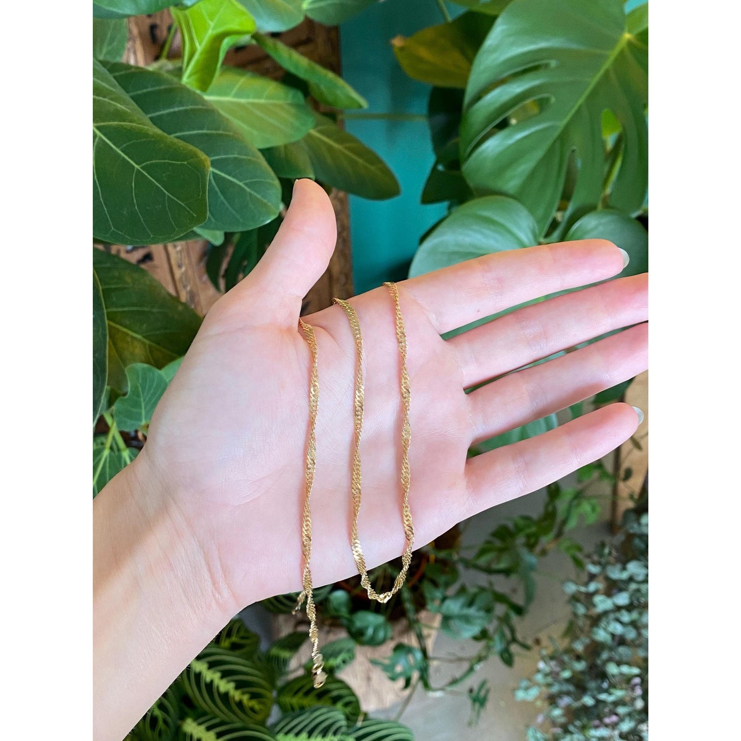 Vintage Solid 14k Yellow Gold Long Twist Chain Necklace - 28.25 inches