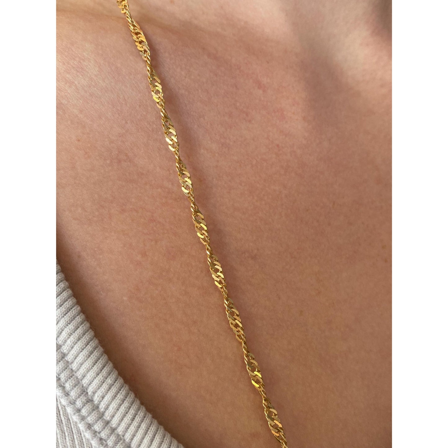 Vintage Solid 14k Yellow Gold Long Twist Chain Necklace - 28.25 inches