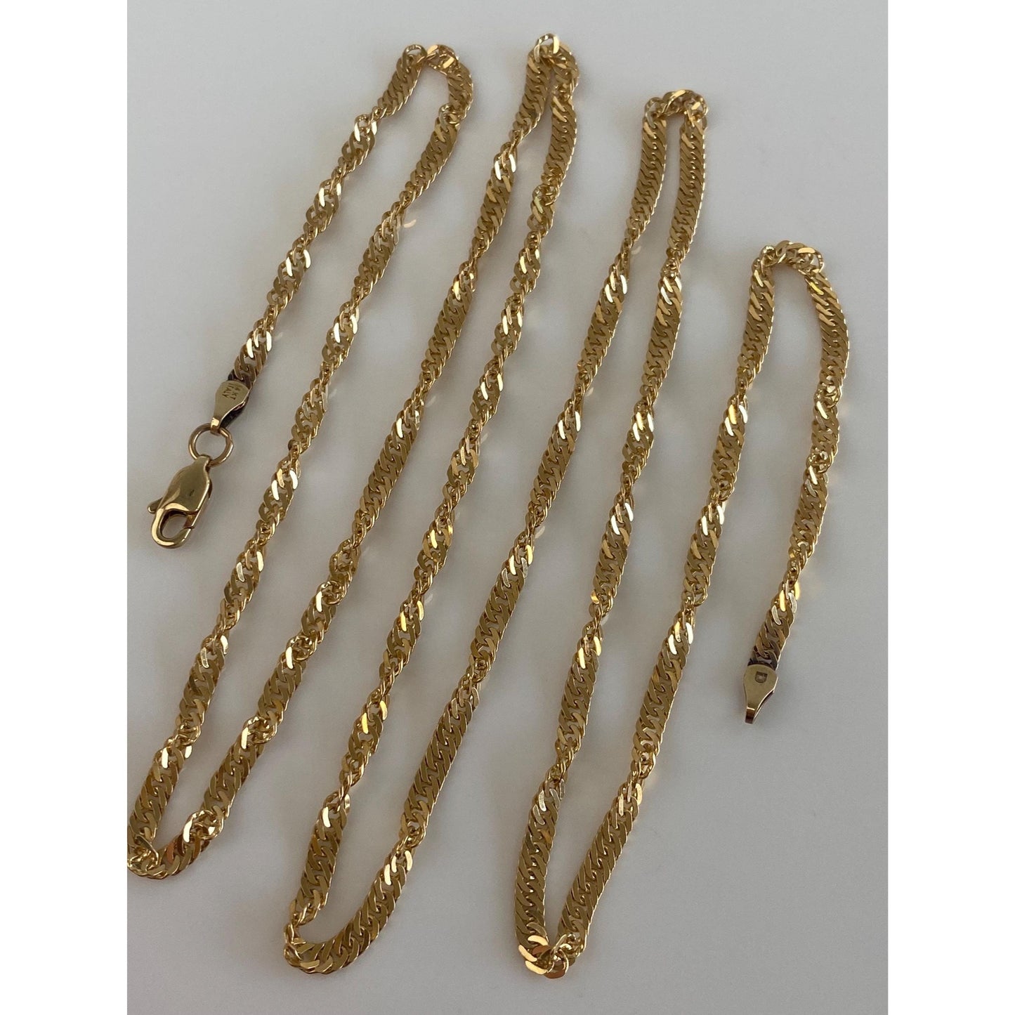 Vintage Solid 14k Yellow Gold Long Twist Chain Necklace - 28.25 inches