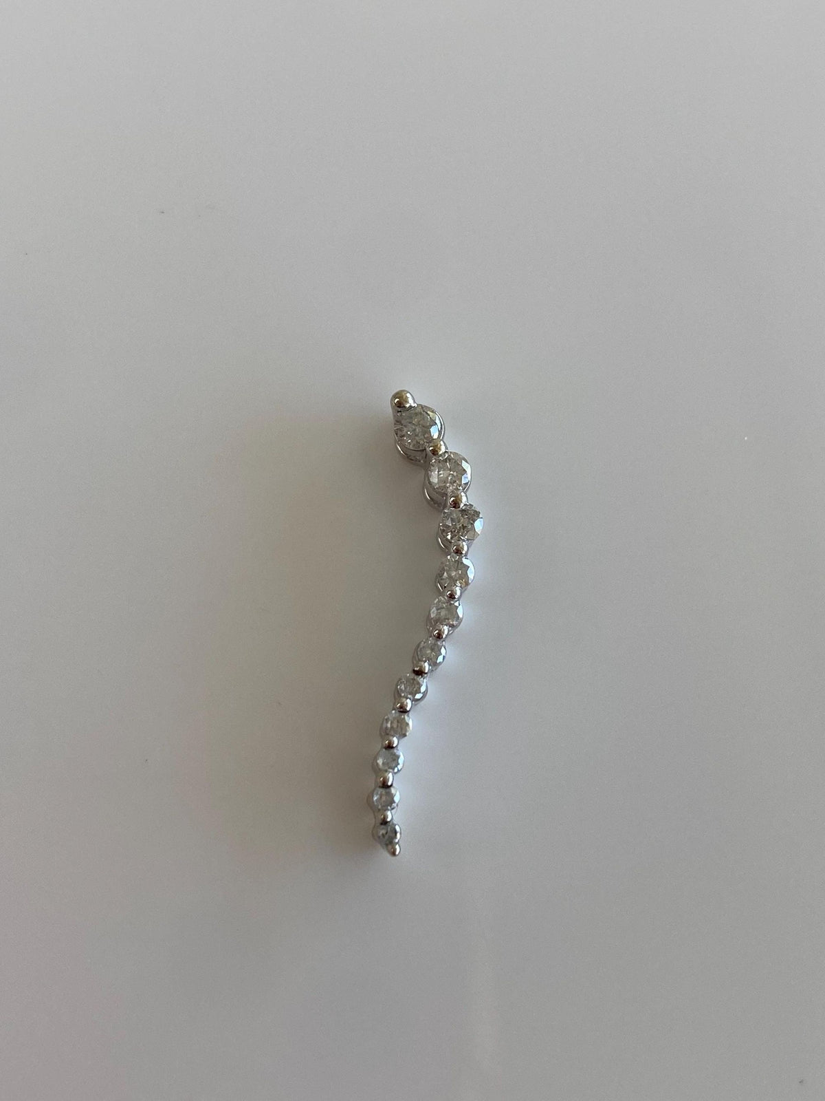 Solid 10k White Gold Clear Sapphire Swirl Charm