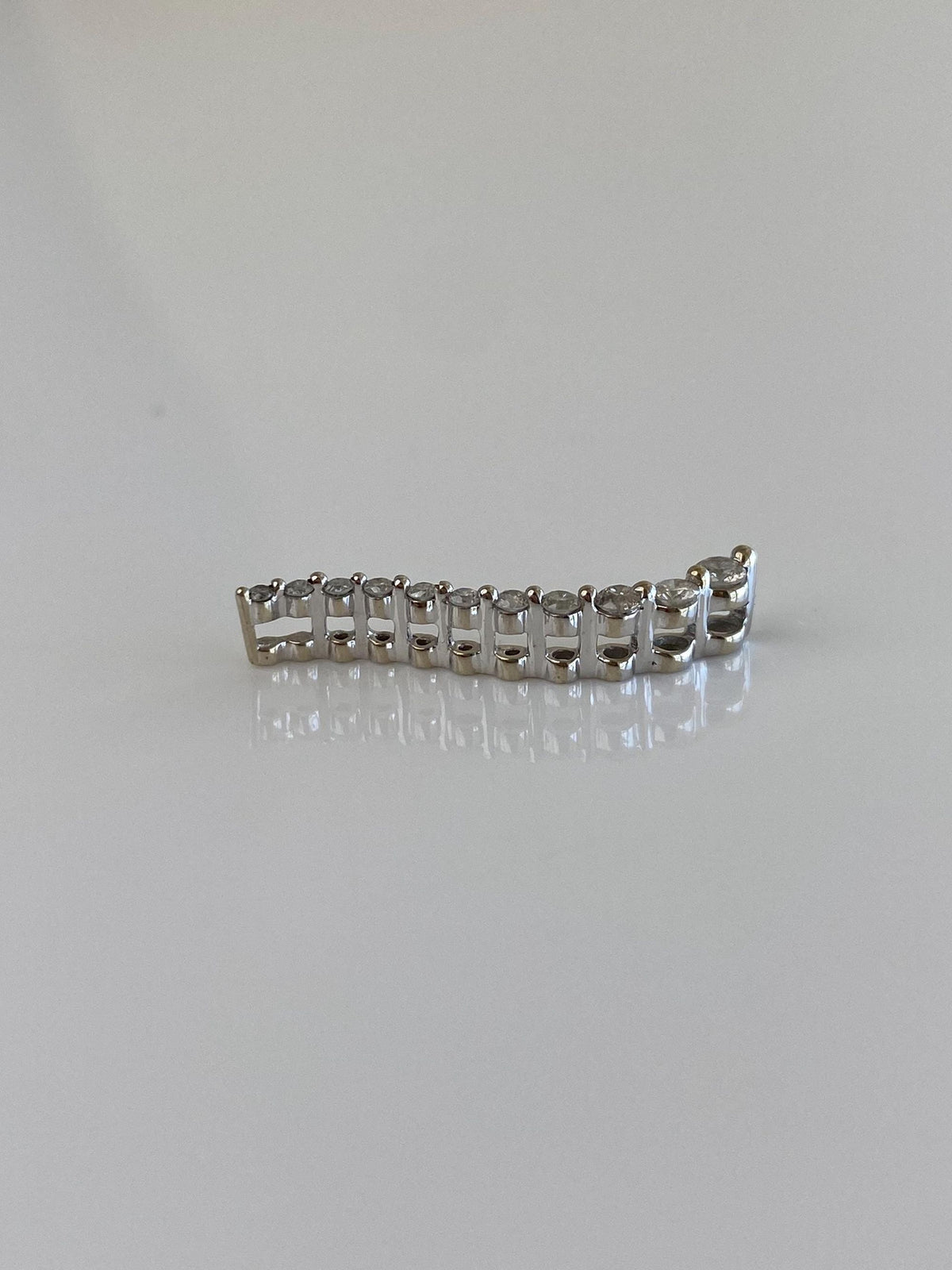 Solid 10k White Gold Clear Sapphire Swirl Charm