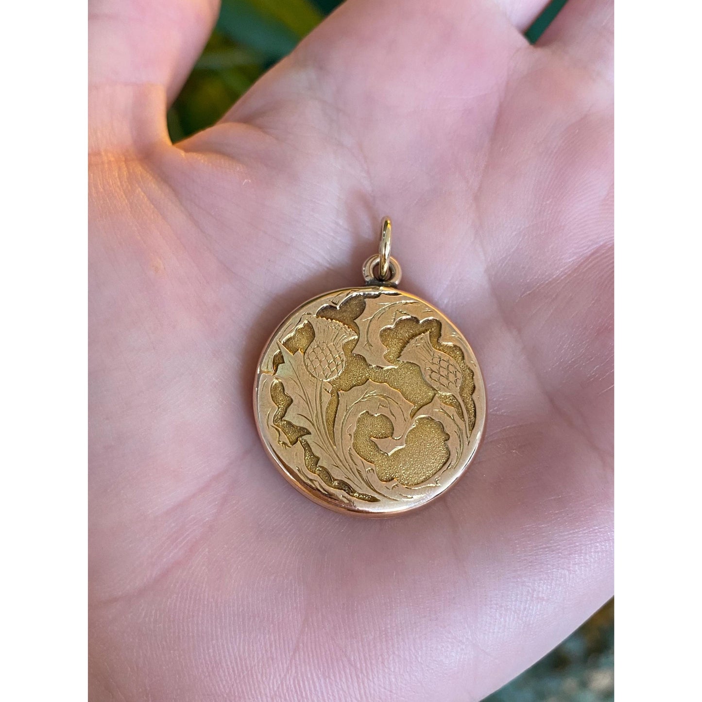 Vintage Solid 14k Yellow Gold Monogram Floral Locket Charm