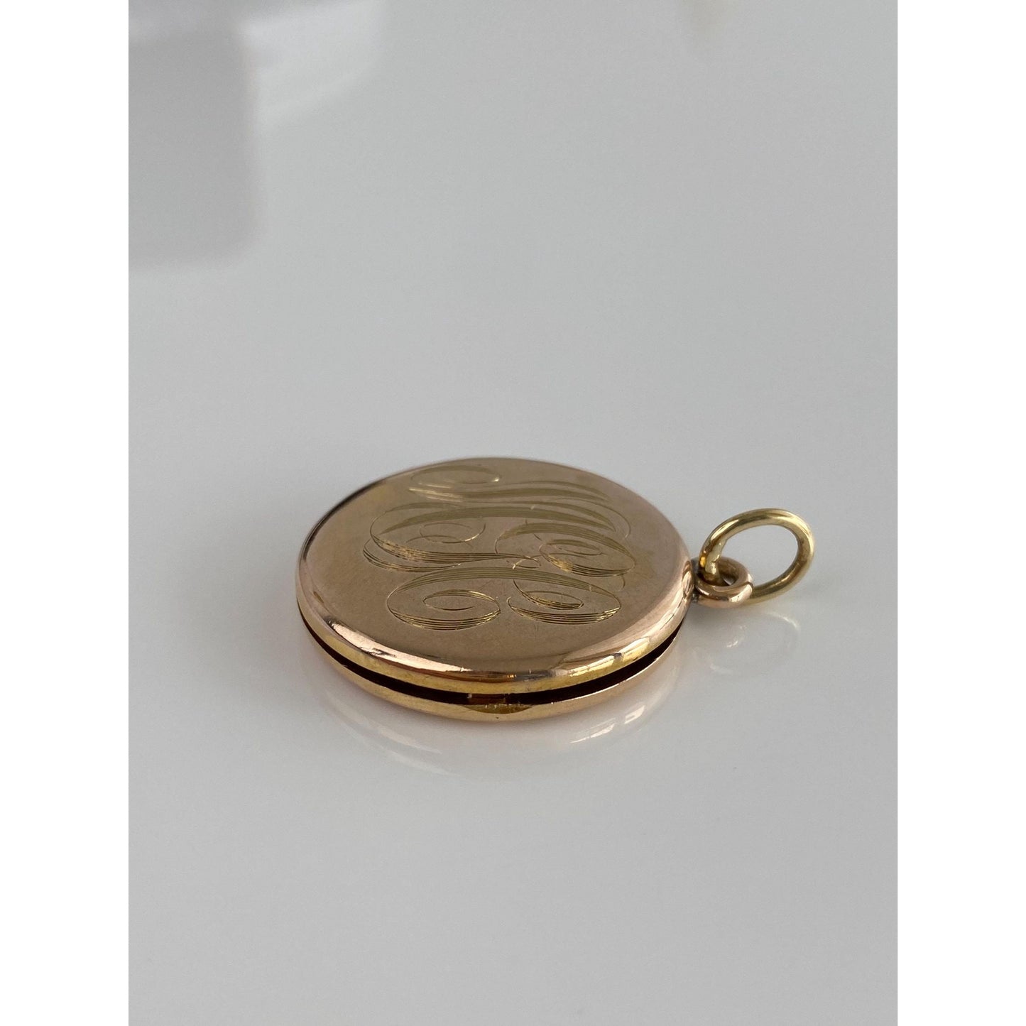 Vintage Solid 14k Yellow Gold Monogram Floral Locket Charm