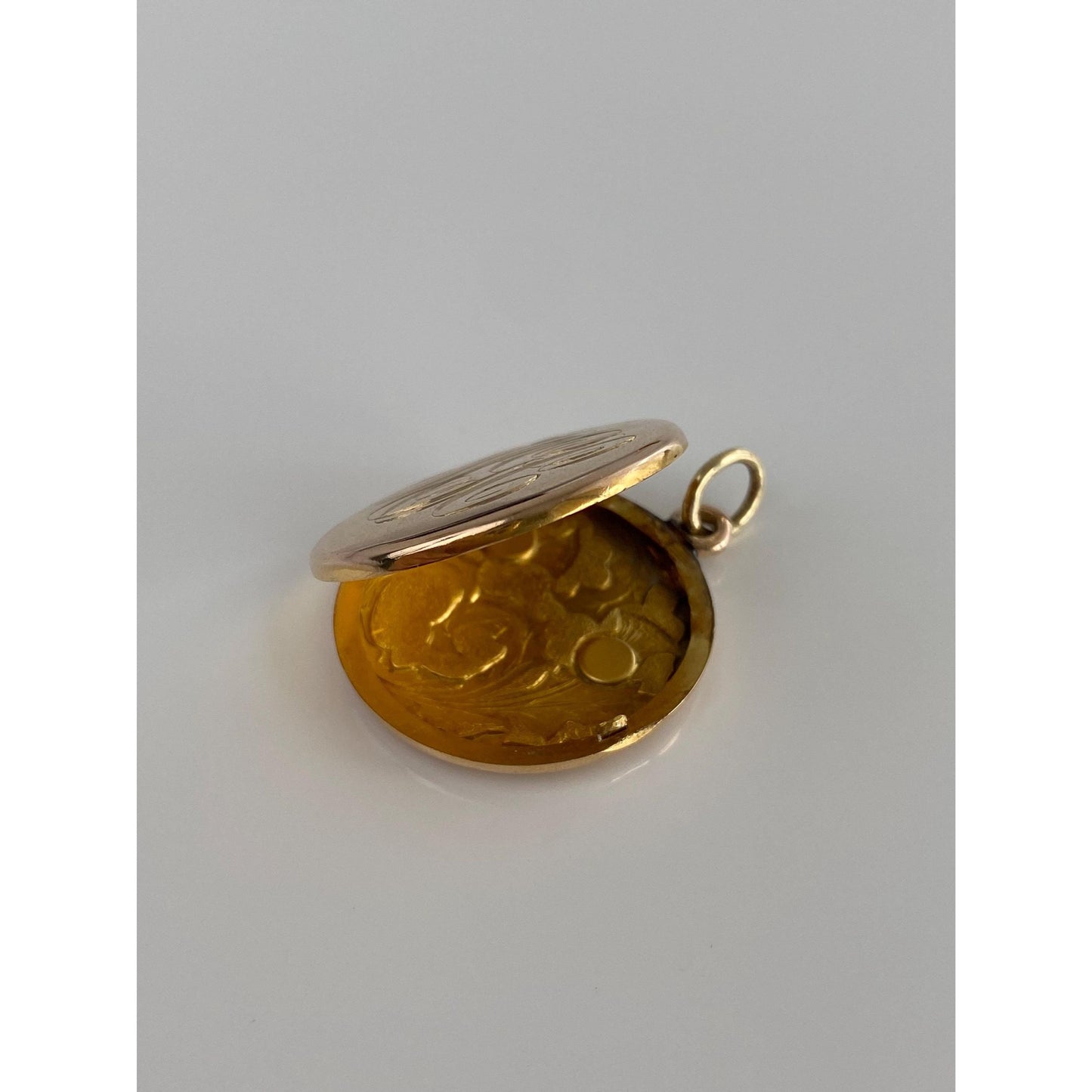 Vintage Solid 14k Yellow Gold Monogram Floral Locket Charm