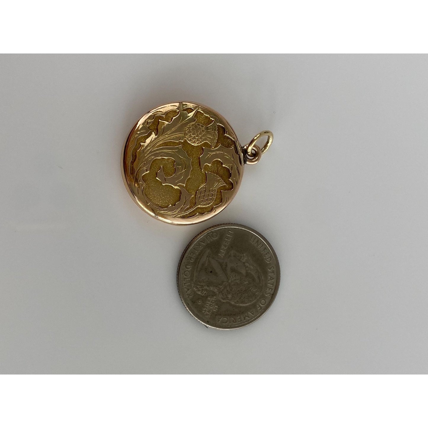 Vintage Solid 14k Yellow Gold Monogram Floral Locket Charm