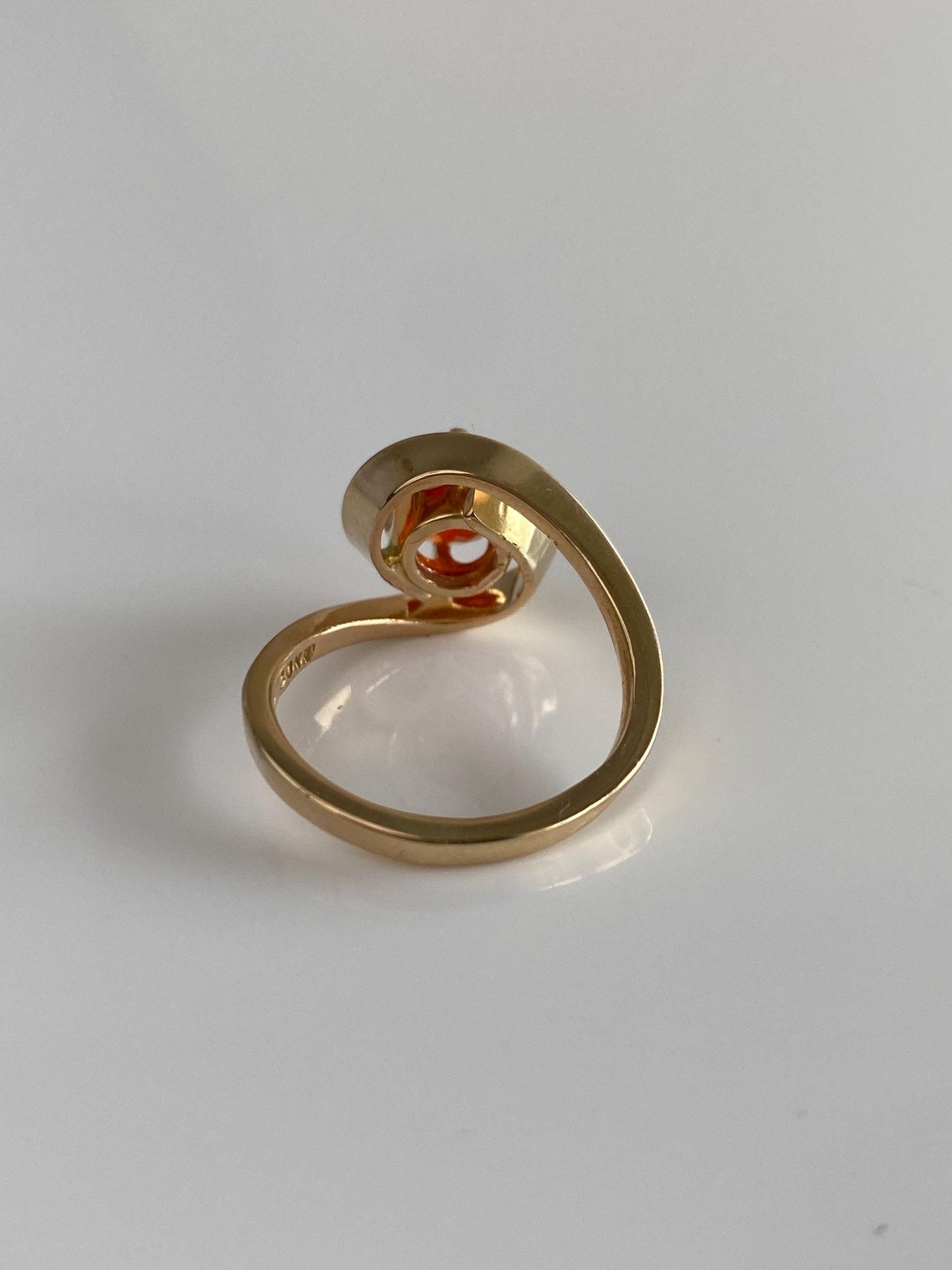 Vintage Solid 14k Yellow Gold Fire Opal Ring - Size 5