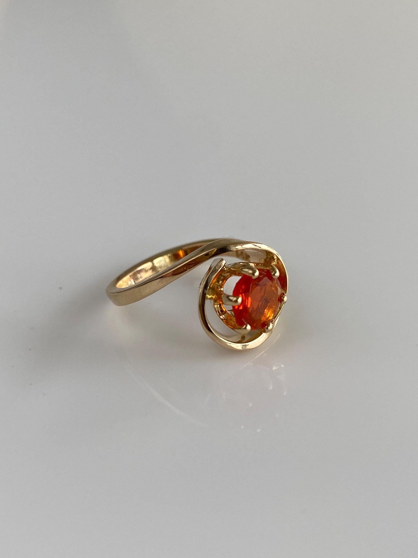 Vintage Solid 14k Yellow Gold Fire Opal Ring - Size 5