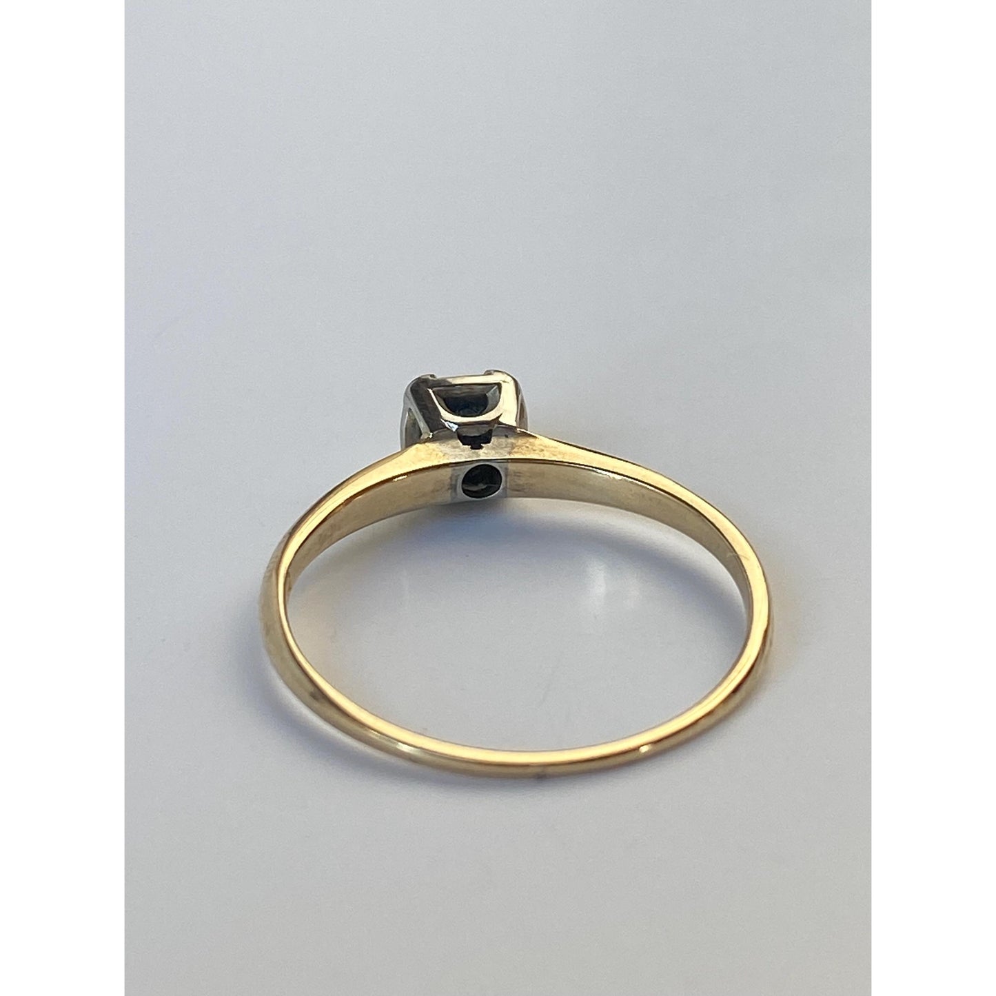 Vintage Solid 14k White & Yellow Gold Diamond Engagement Ring - Size 7