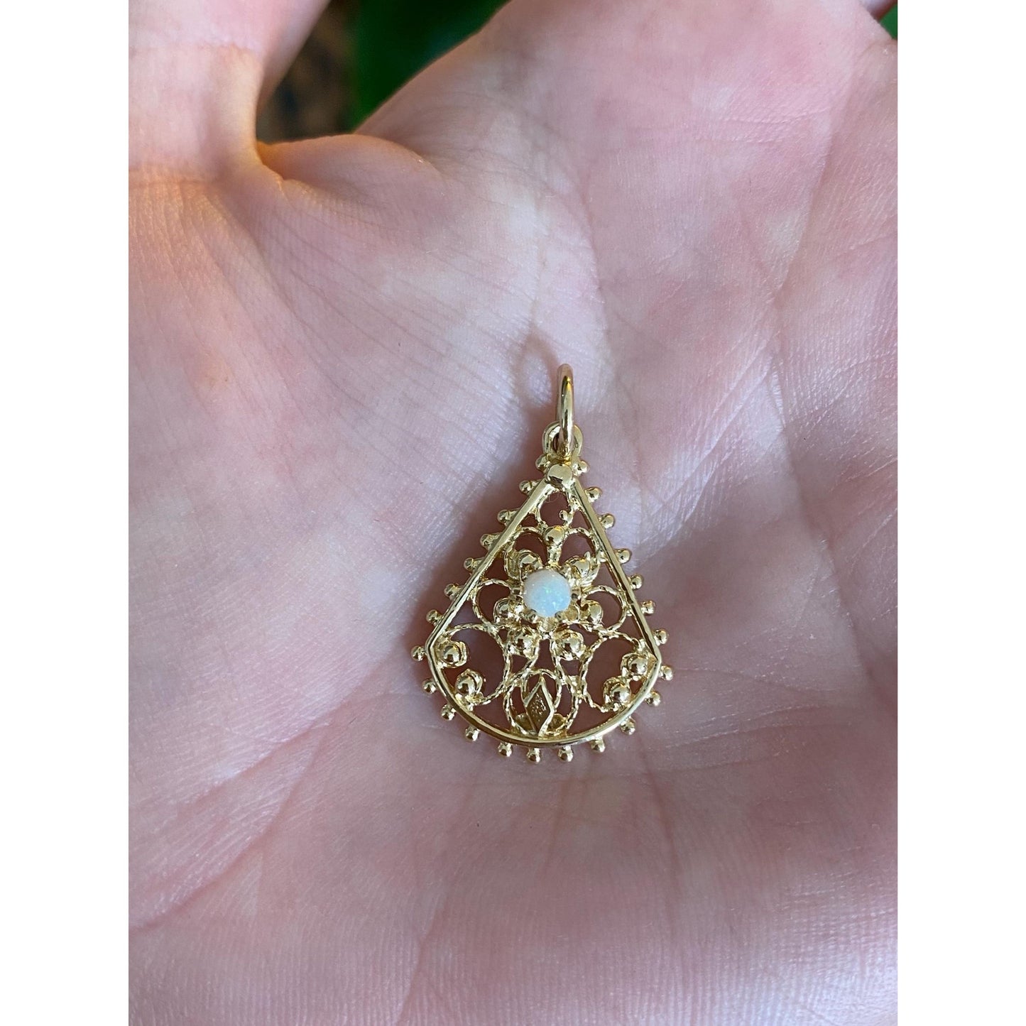 Vintage Solid 14k Yellow Gold Opal Charm