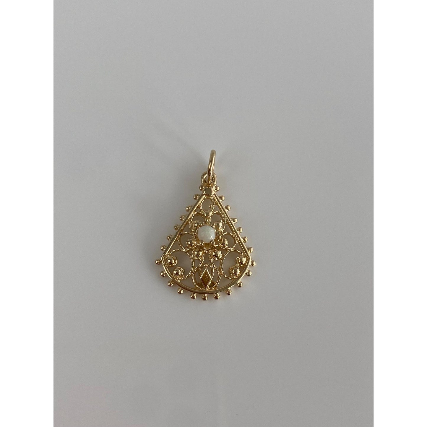 Vintage Solid 14k Yellow Gold Opal Charm
