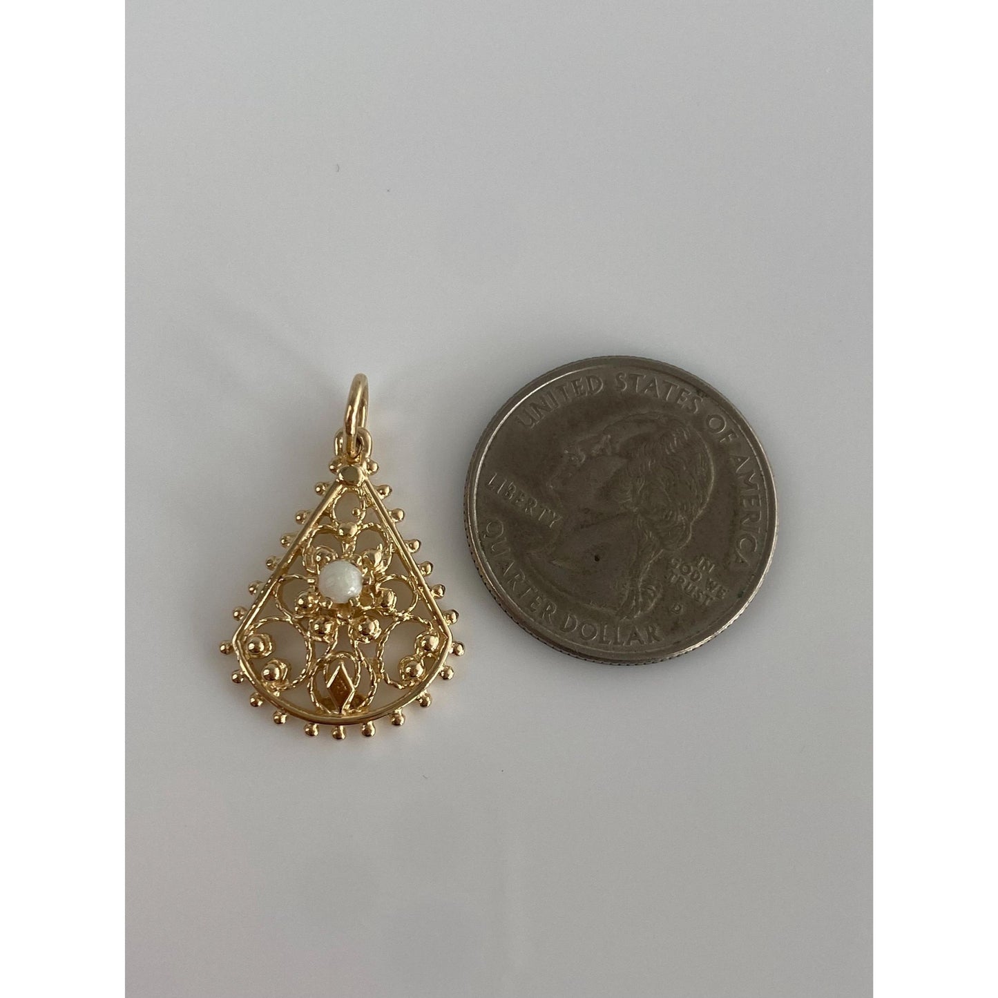 Vintage Solid 14k Yellow Gold Opal Charm