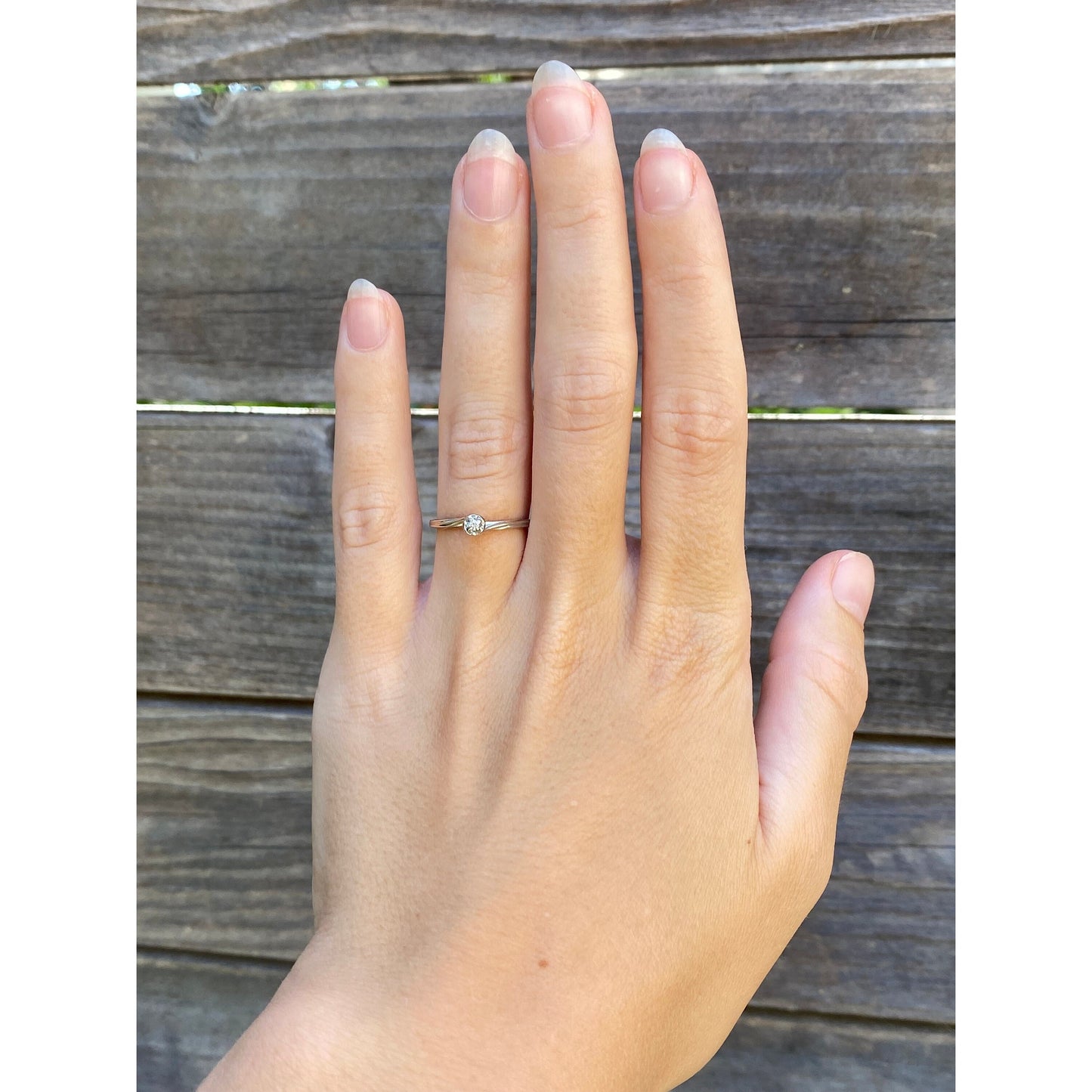 Vintage Solid 14k White Gold Itty Bitty Diamond Ring - Size 5.5