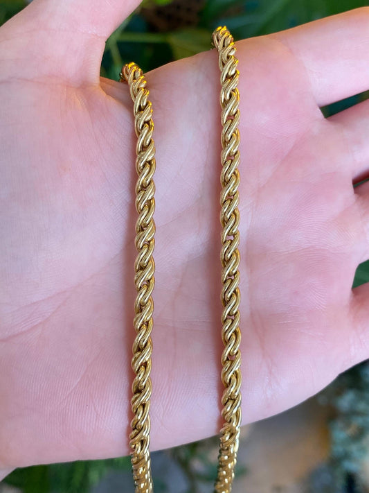 Vintage 18k Yellow Gold Twist Link Chain Necklace - 17.75 inches