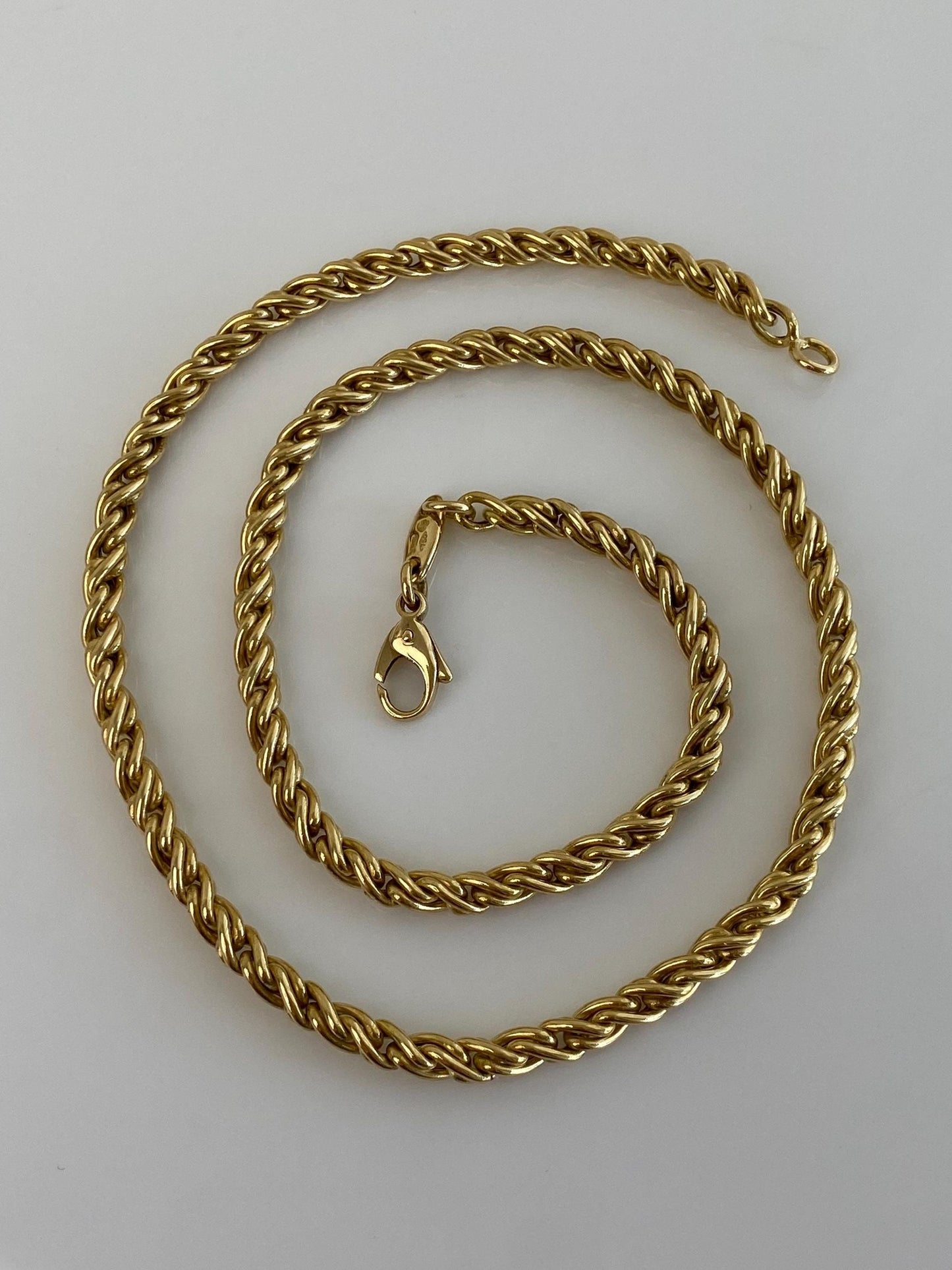 Vintage 18k Yellow Gold Twist Link Chain Necklace - 17.75 inches