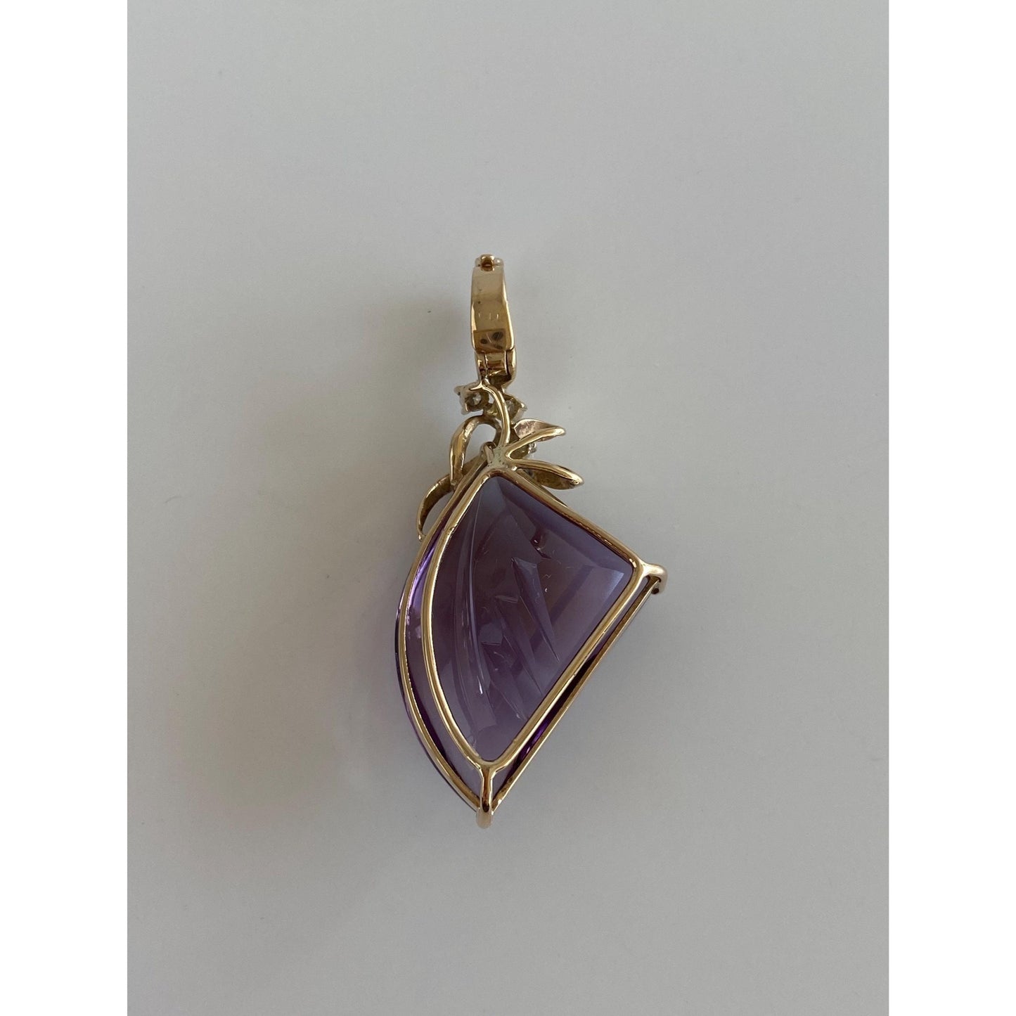Vintage Solid 14k Yellow Gold Diamond Amethyst Charm