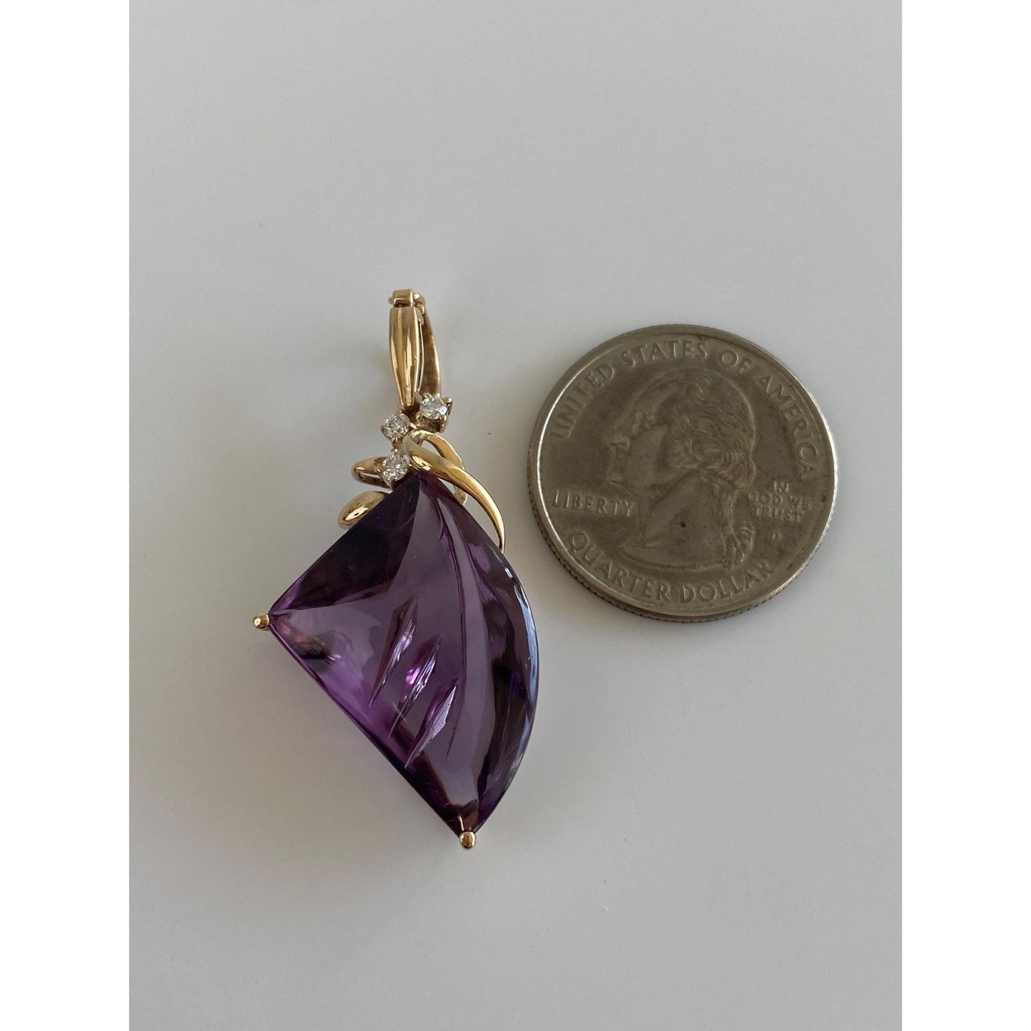 Vintage Solid 14k Yellow Gold Diamond Amethyst Charm