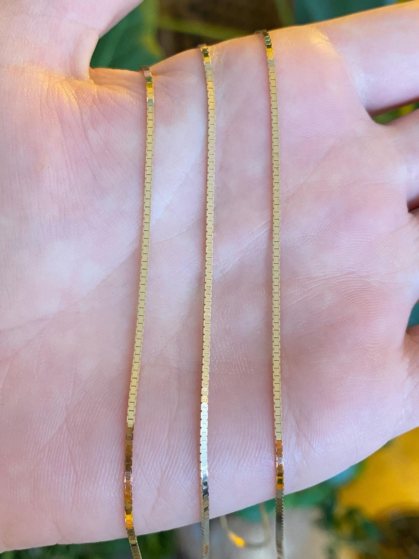 Vintage Solid 14k Yellow Gold Flat Box Chain Necklace - 30 inches