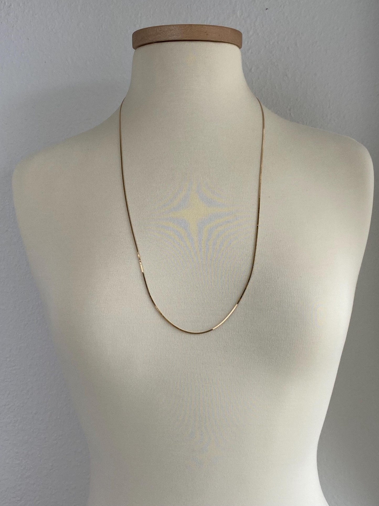 Vintage Solid 14k Yellow Gold Flat Box Chain Necklace - 30 inches