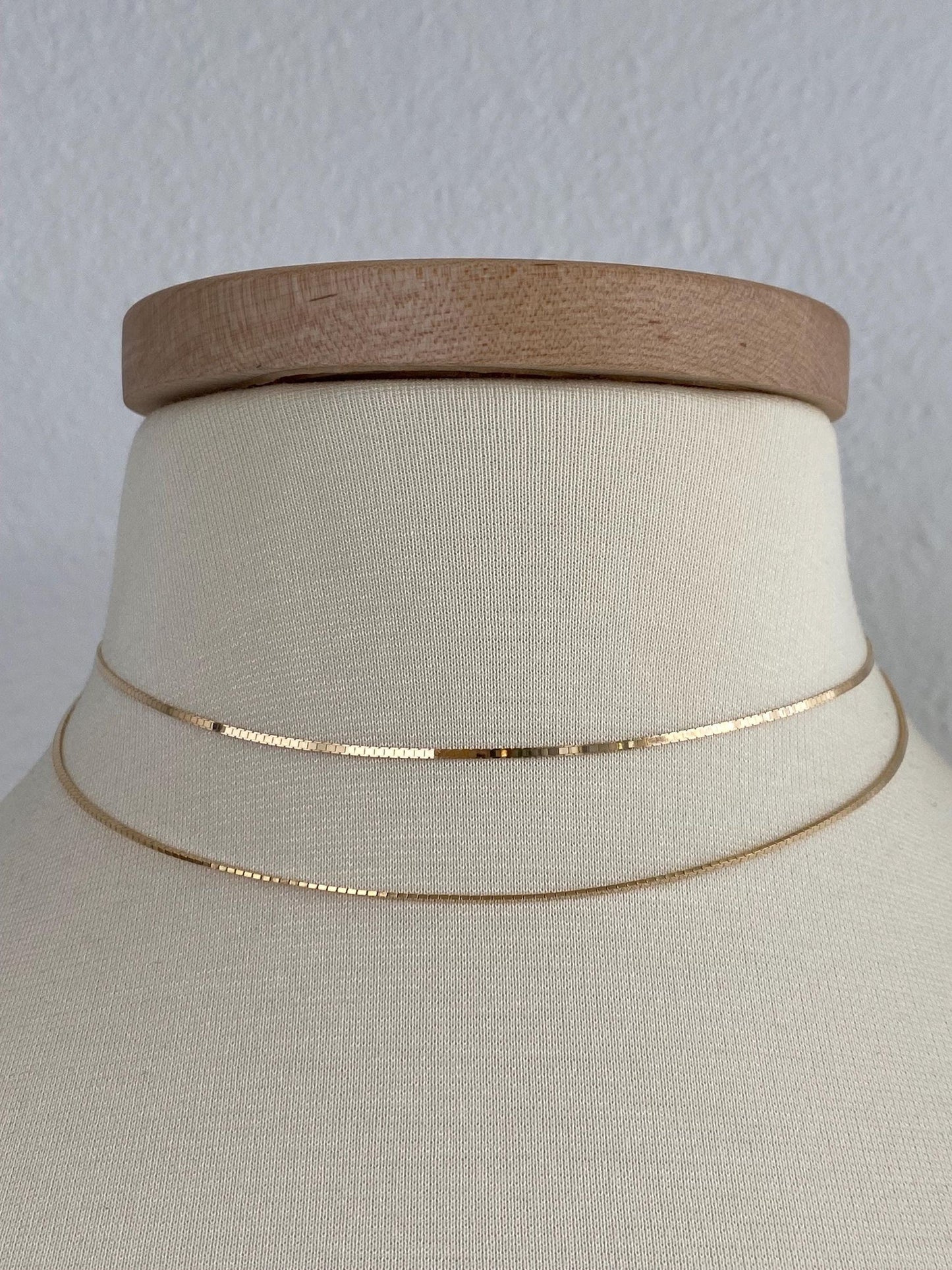 Vintage Solid 14k Yellow Gold Flat Box Chain Necklace - 30 inches
