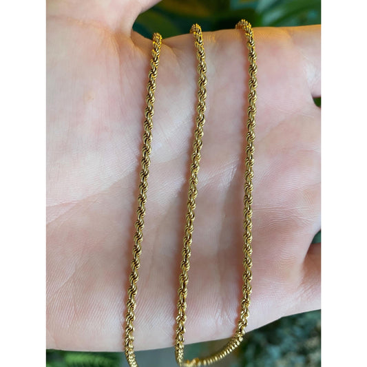 Solid 18k Yellow Gold Rope Chain Necklace - 27.75 inches