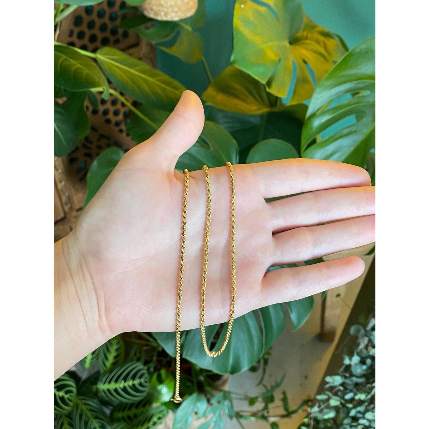 Solid 18k Yellow Gold Rope Chain Necklace - 27.75 inches