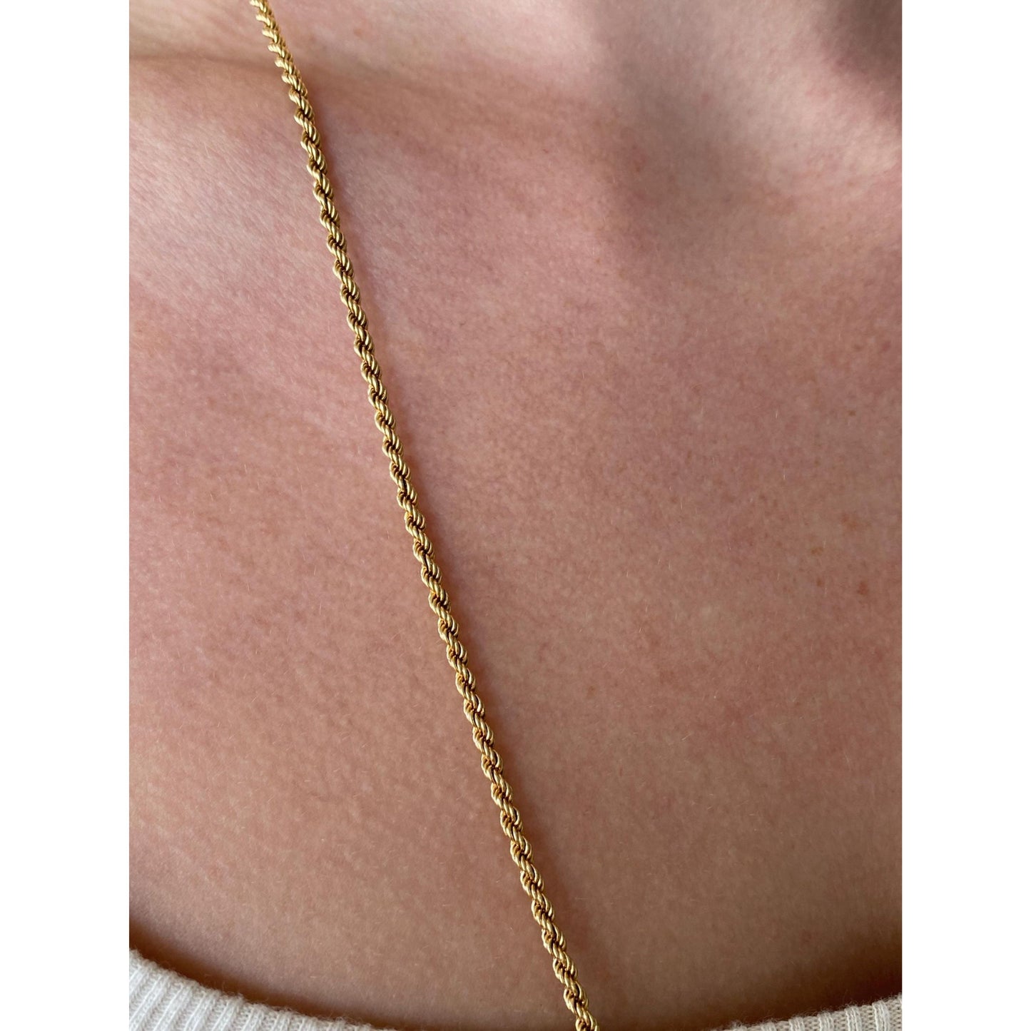 Solid 18k Yellow Gold Rope Chain Necklace - 27.75 inches