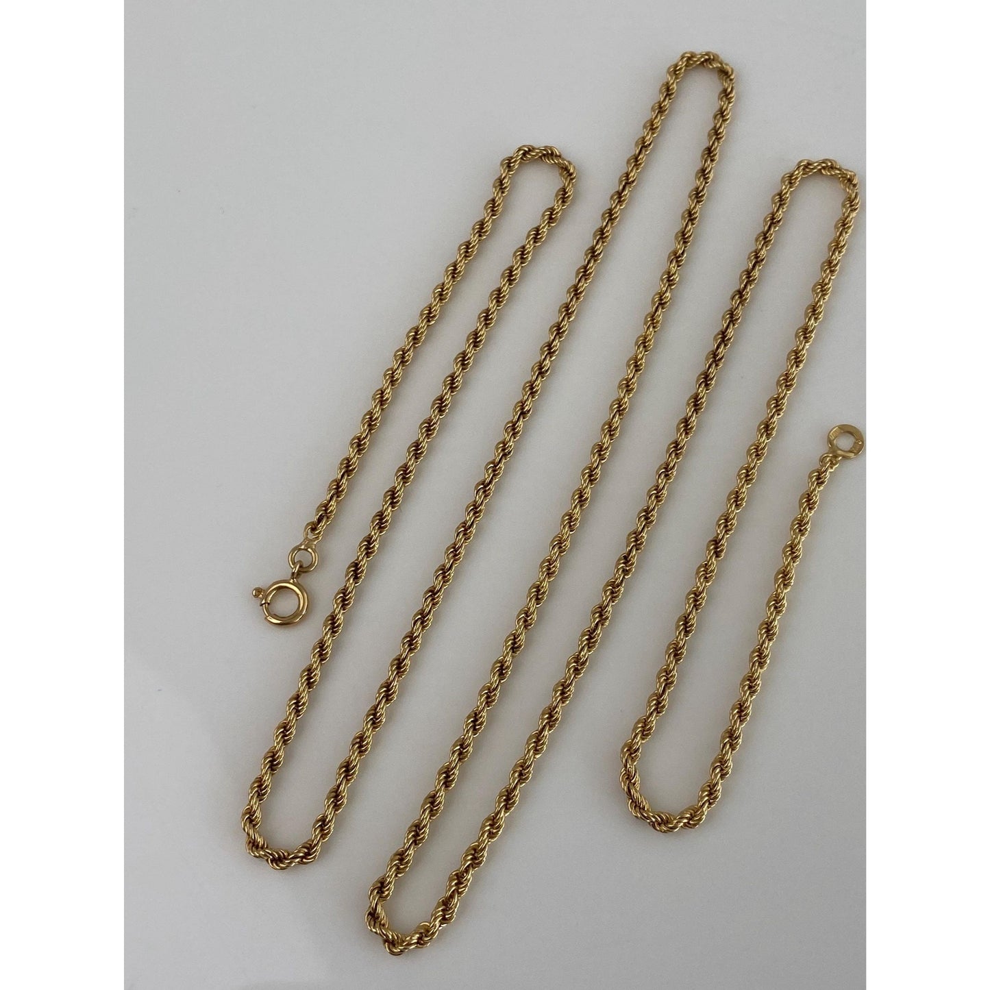 Solid 18k Yellow Gold Rope Chain Necklace - 27.75 inches
