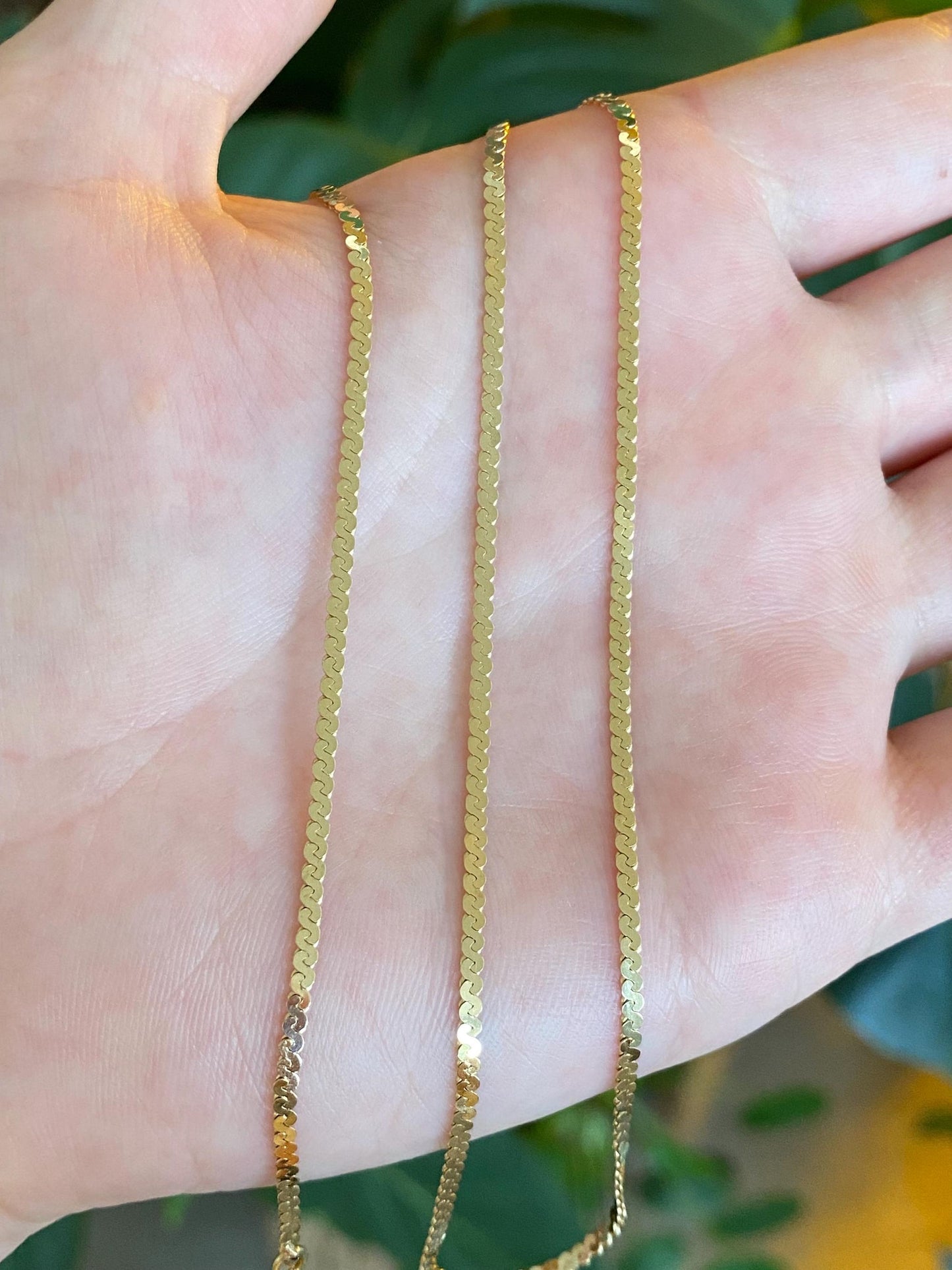 Vintage Solid 14k Yellow Gold Long Serpentine Chain Necklace - 24.25 inches