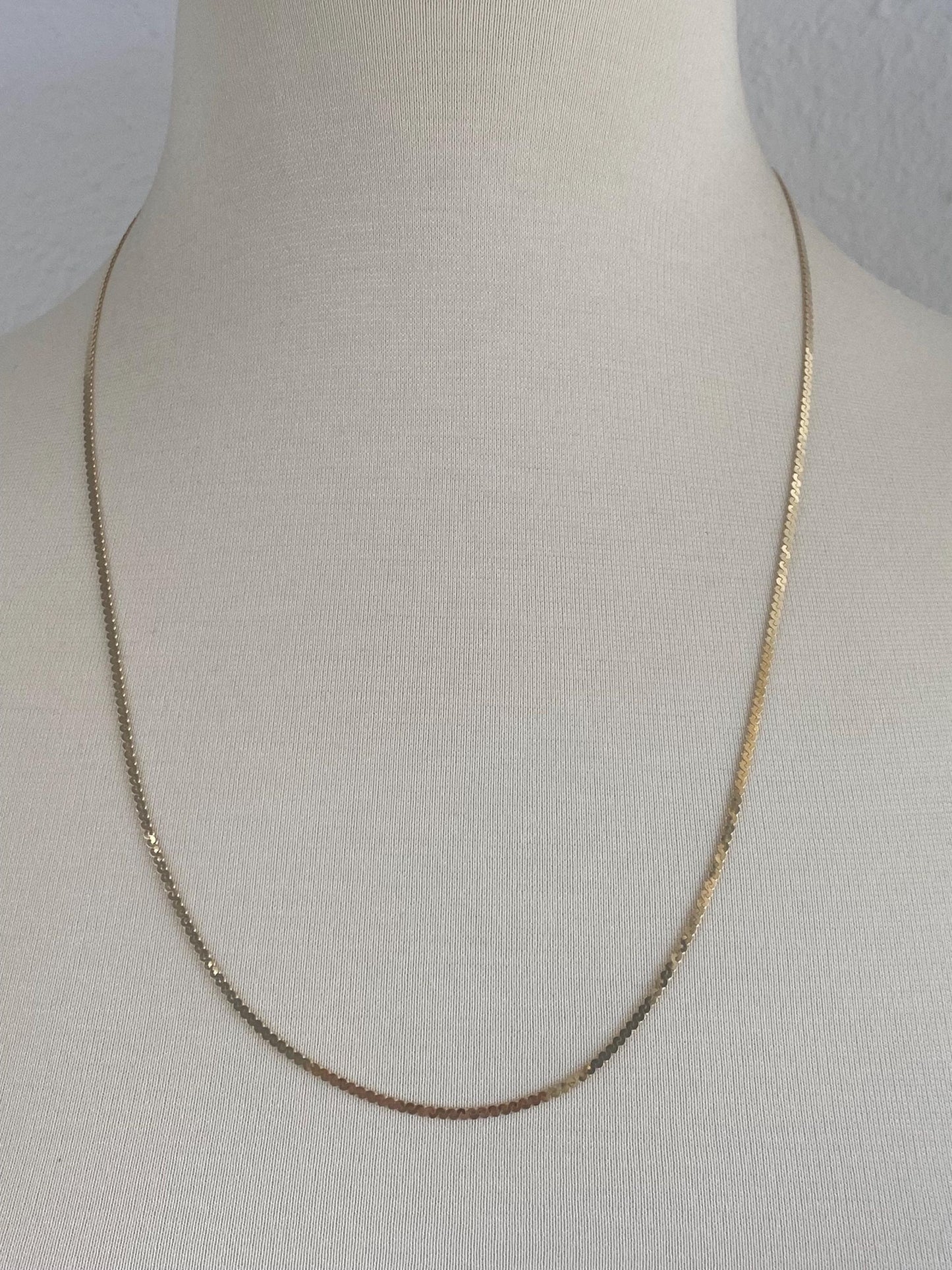 Vintage Solid 14k Yellow Gold Long Serpentine Chain Necklace - 24.25 inches