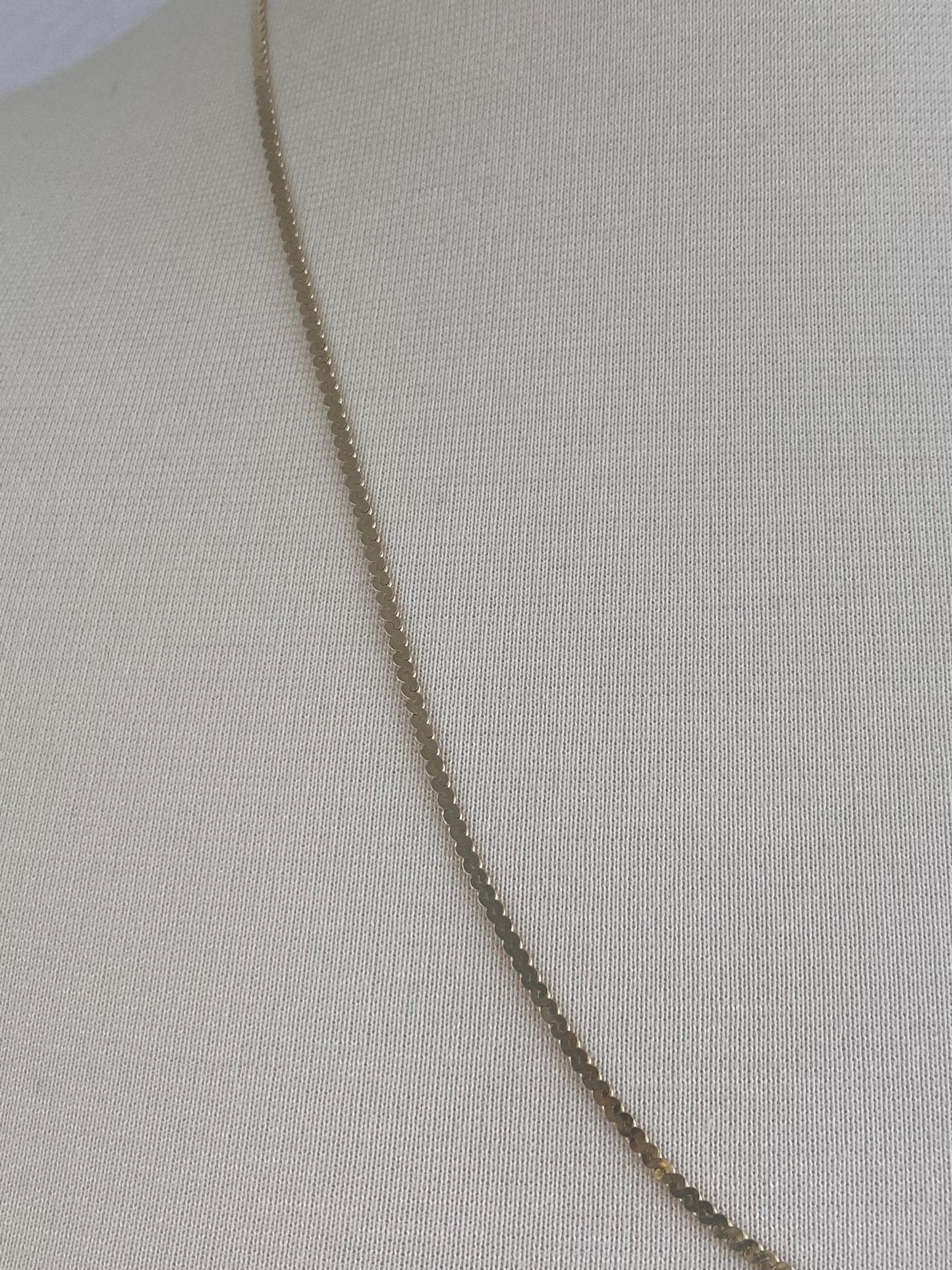 Vintage Solid 14k Yellow Gold Long Serpentine Chain Necklace - 24.25 inches
