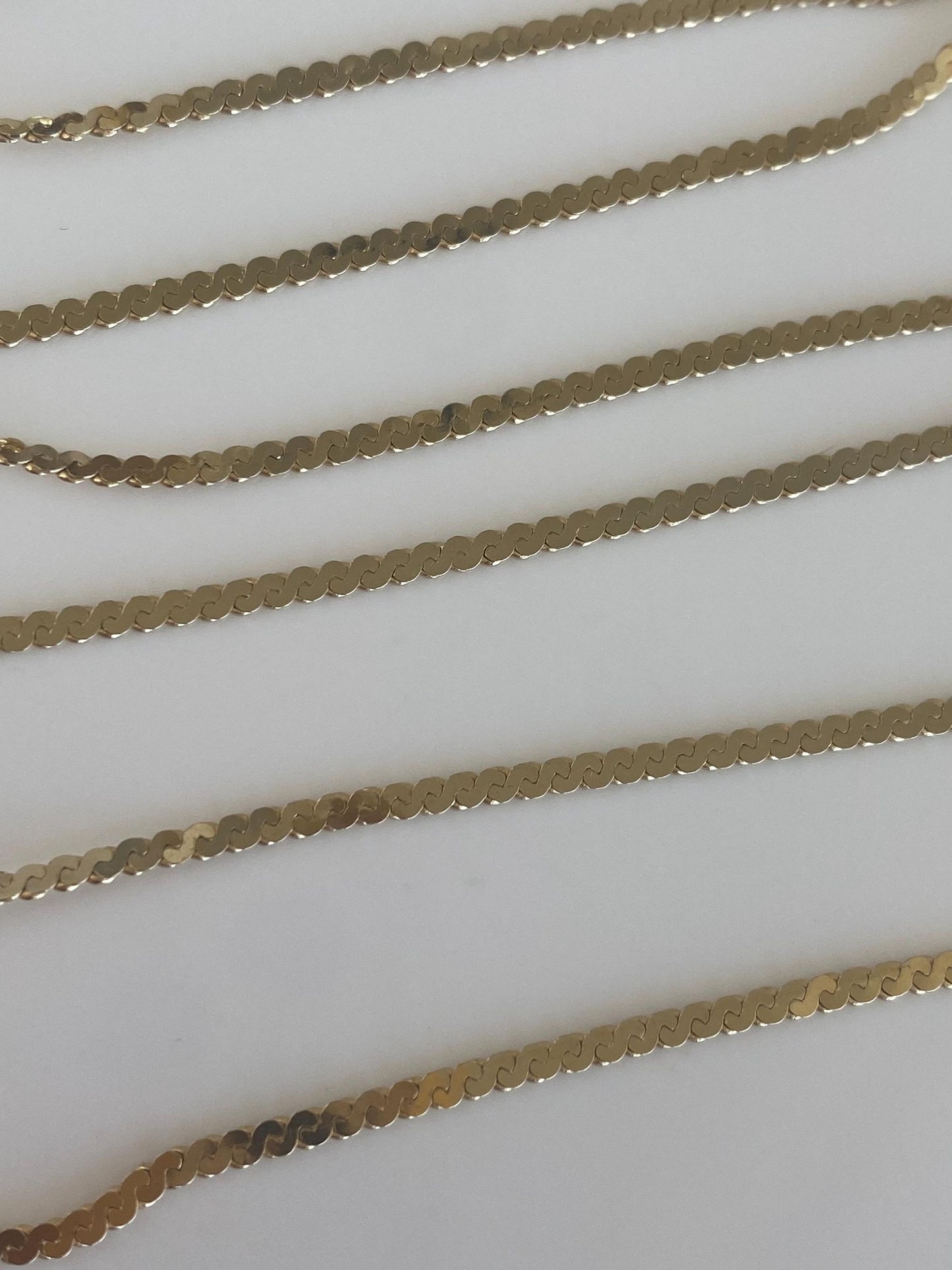 Vintage Solid 14k Yellow Gold Long Serpentine Chain Necklace - 24.25 inches