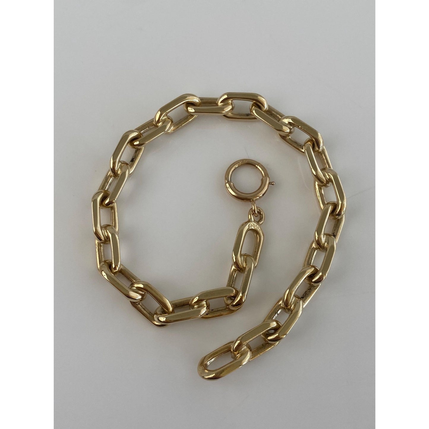 Vintage Solid 14k Yellow Gold Chunky Biker Link Chain Bracelet - 7.25 inches