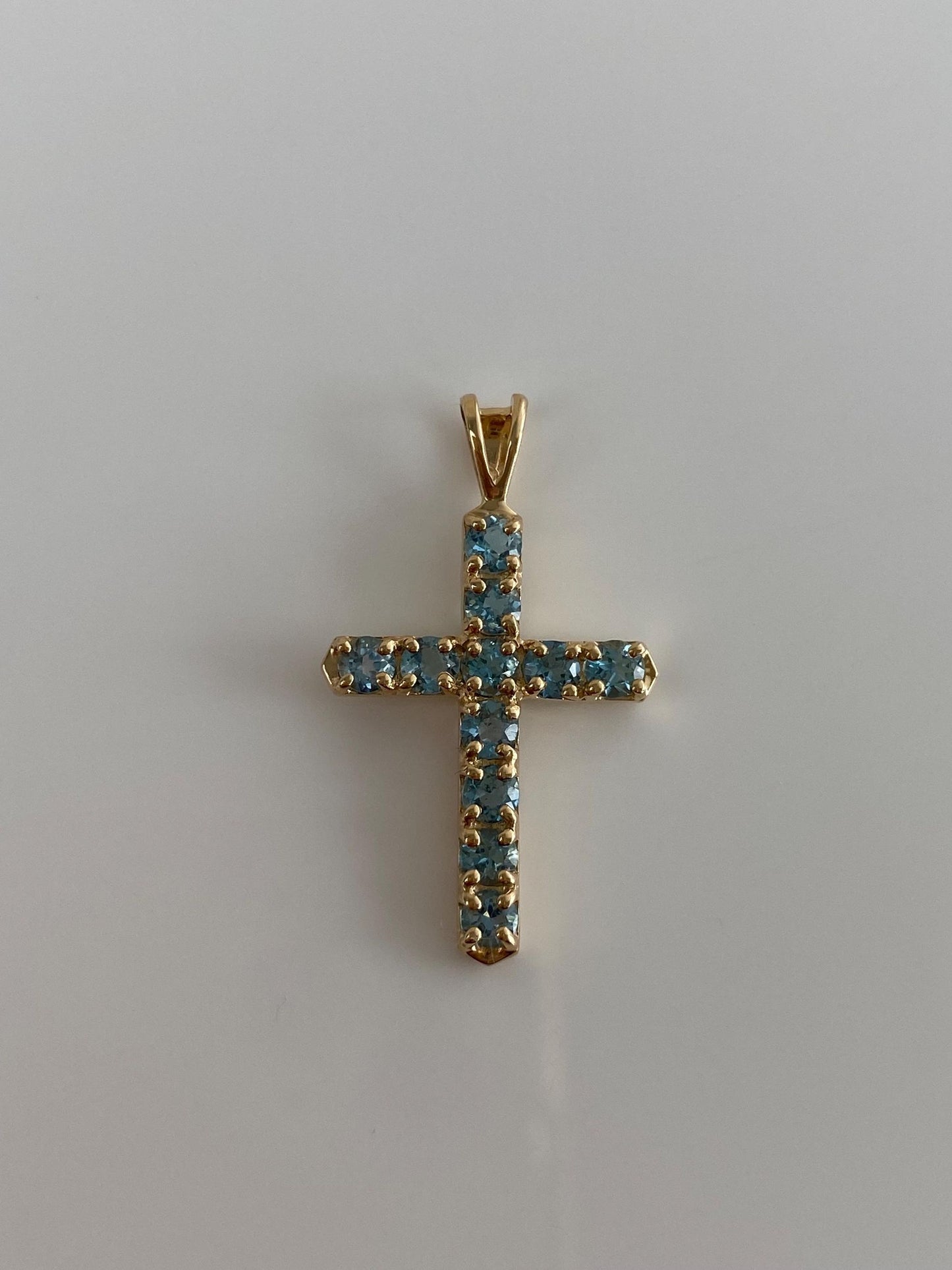 Vintage Solid 10k Yellow Gold Topaz Cross Charm