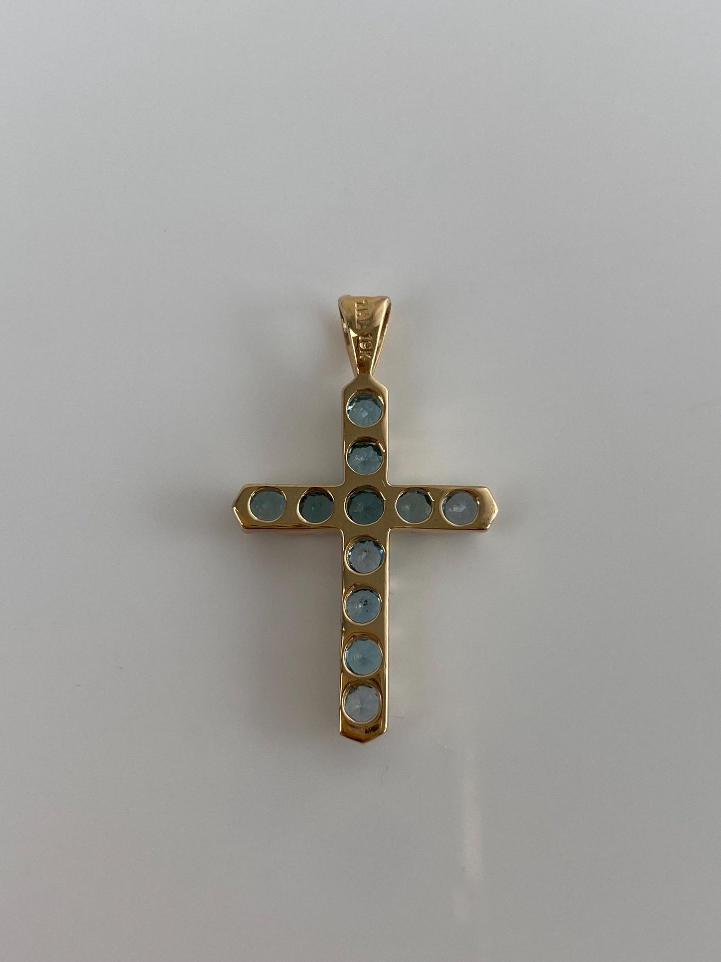 Vintage Solid 10k Yellow Gold Topaz Cross Charm