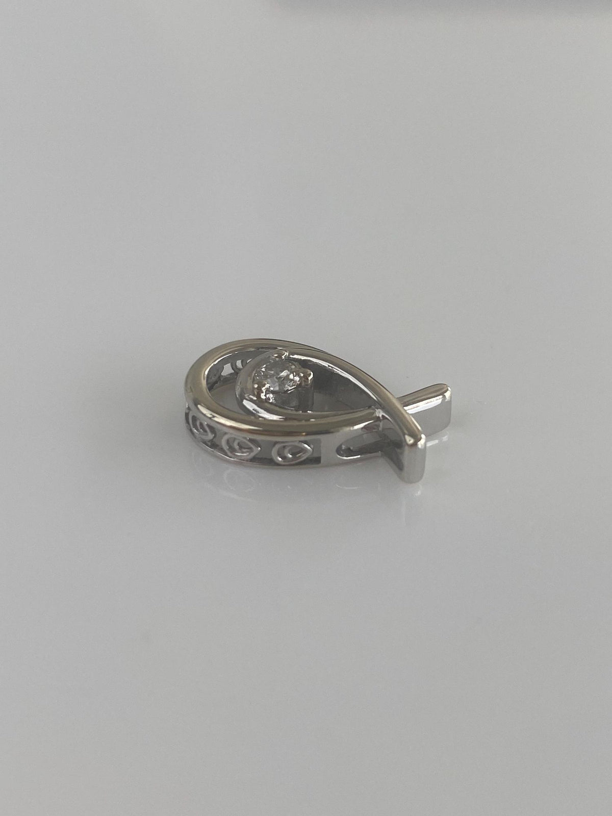 Solid 10k White Gold Diamond Teardrop Charm