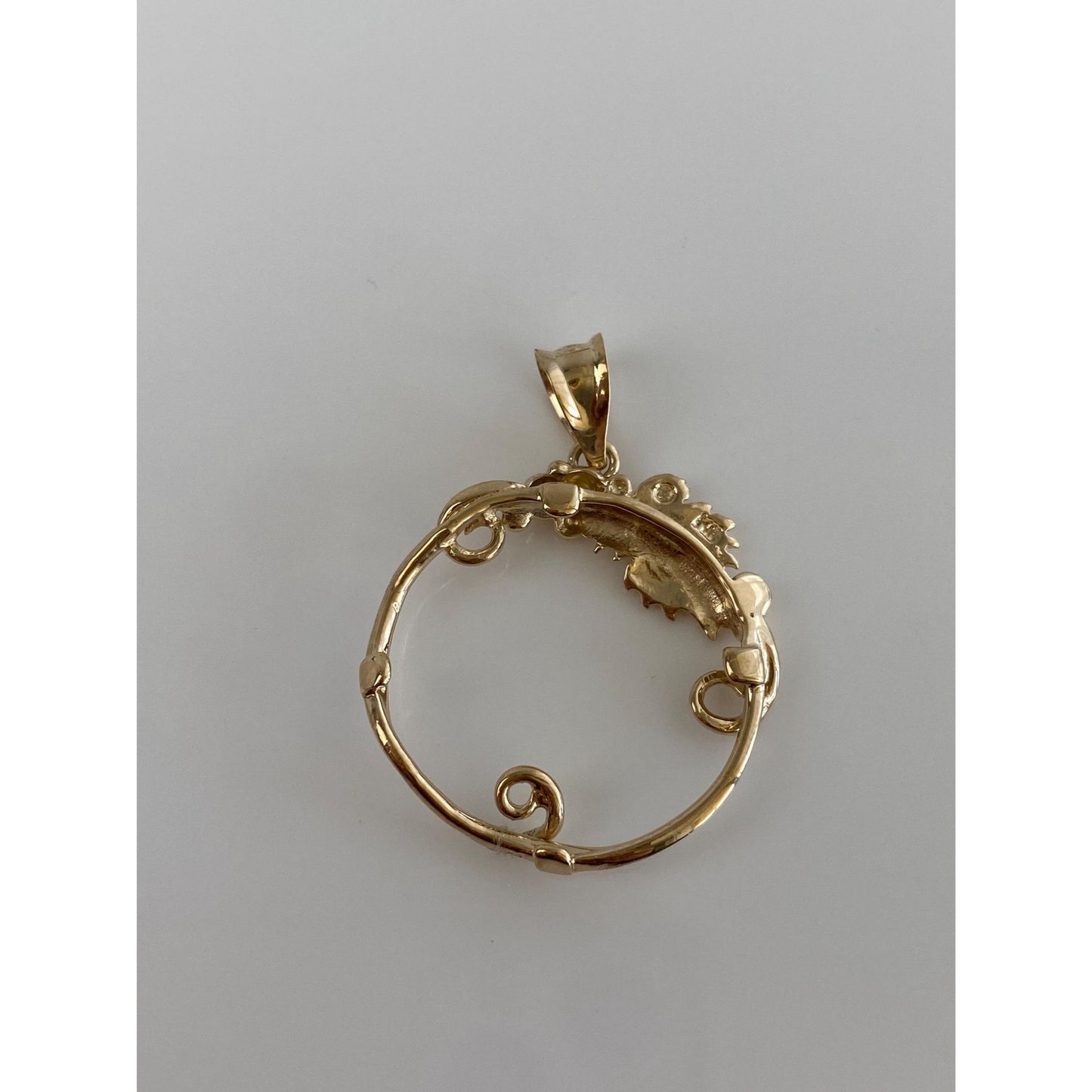Solid 14k Yellow Gold Grapevine Border Charm