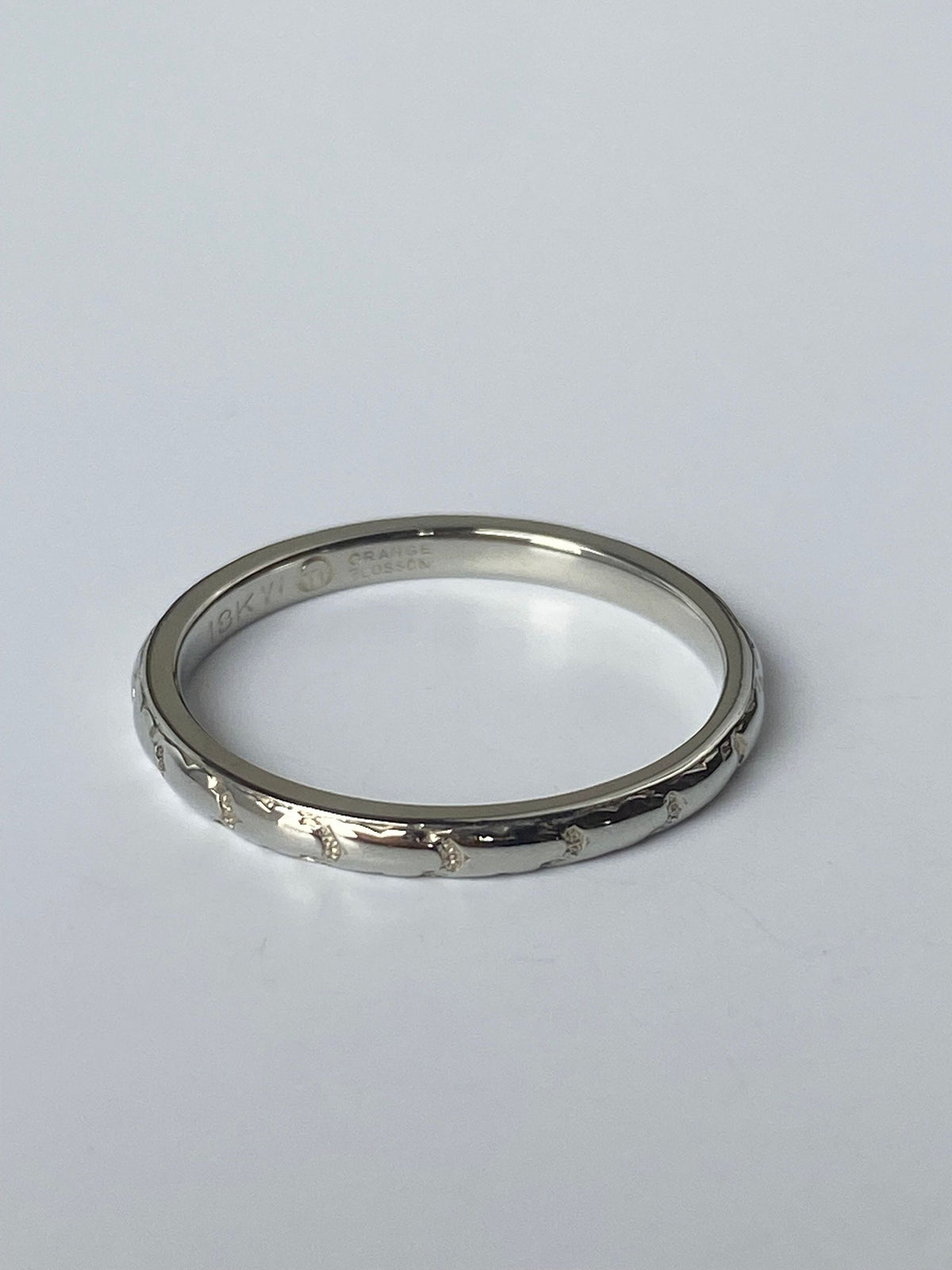Vintage Solid 18k White Gold Designed Ring Band - Size 6.75