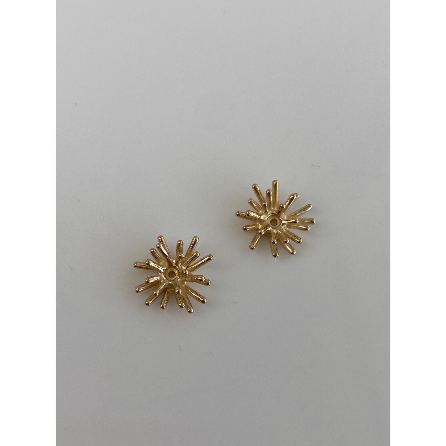 Vintage Solid 14k Yellow Gold Starburst Earring Jackets