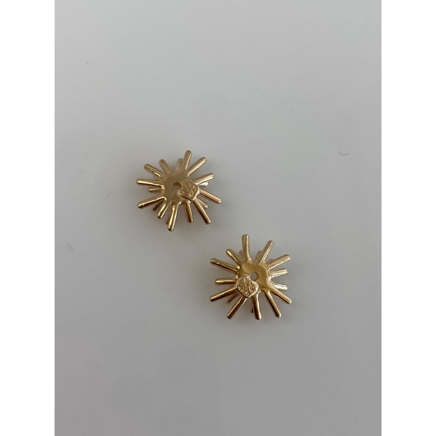 Vintage Solid 14k Yellow Gold Starburst Earring Jackets