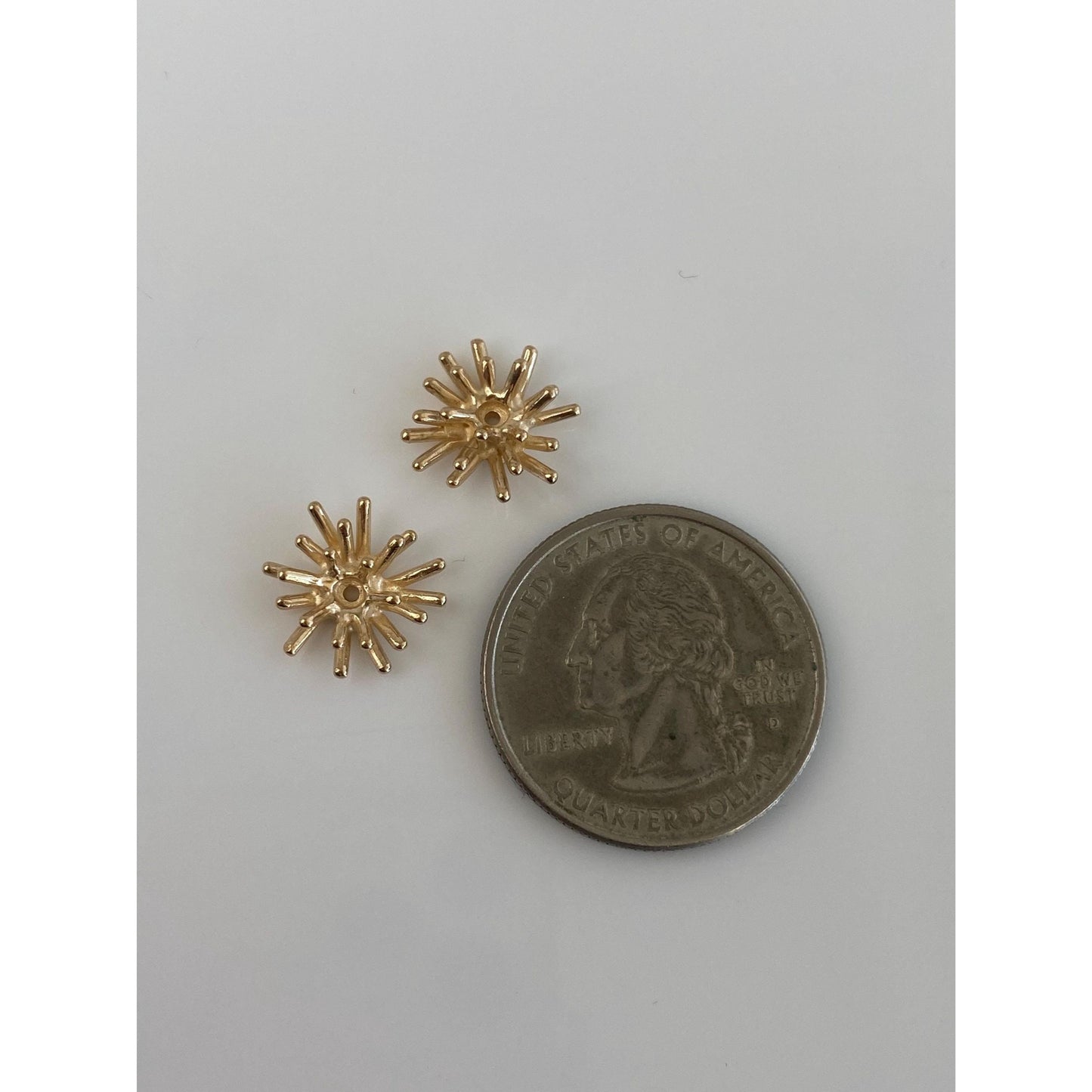 Vintage Solid 14k Yellow Gold Starburst Earring Jackets