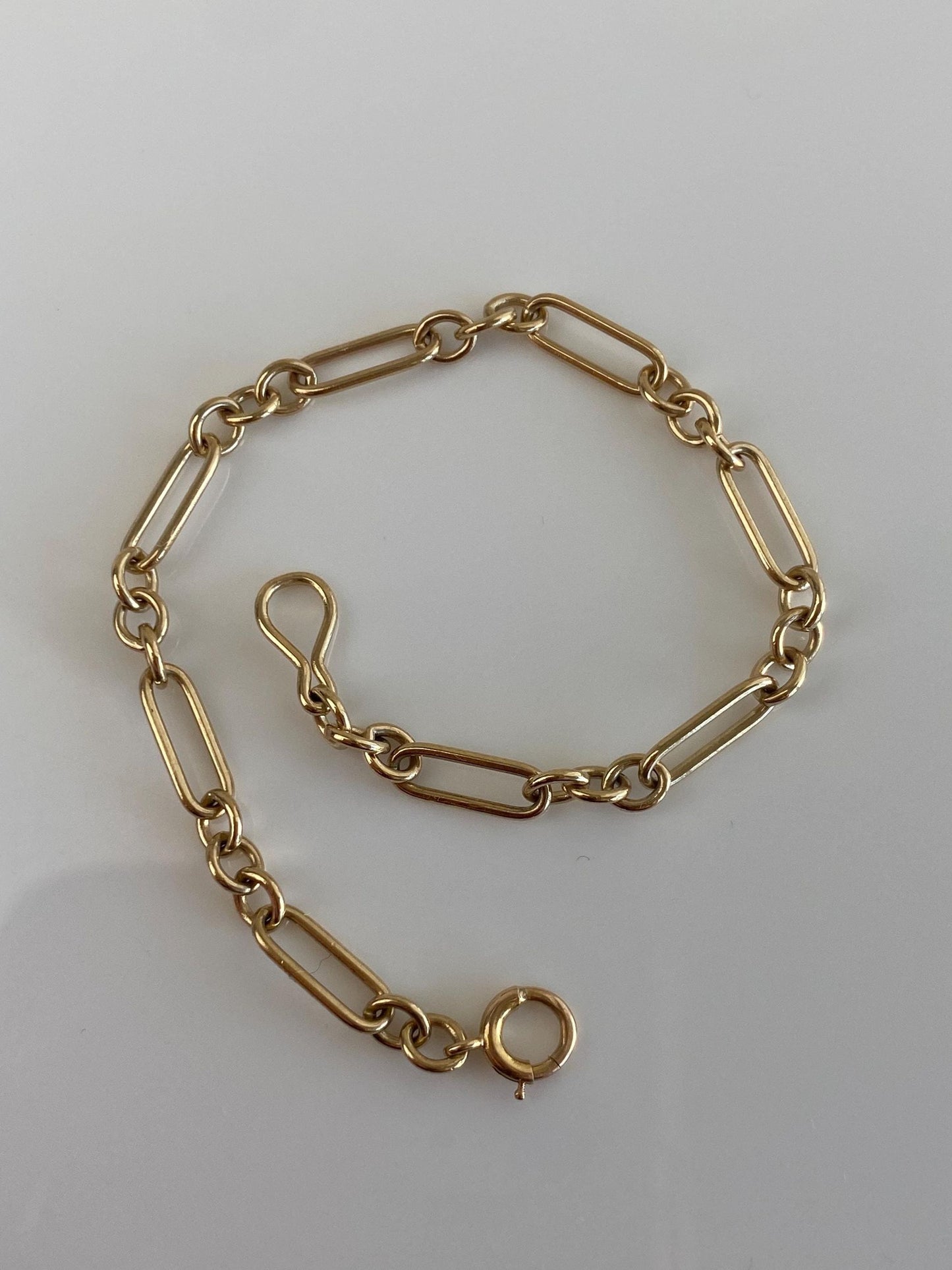 Vintage Solid 14k Yellow Gold Trombone Albert Link Chain Bracelet - 5.75 inches